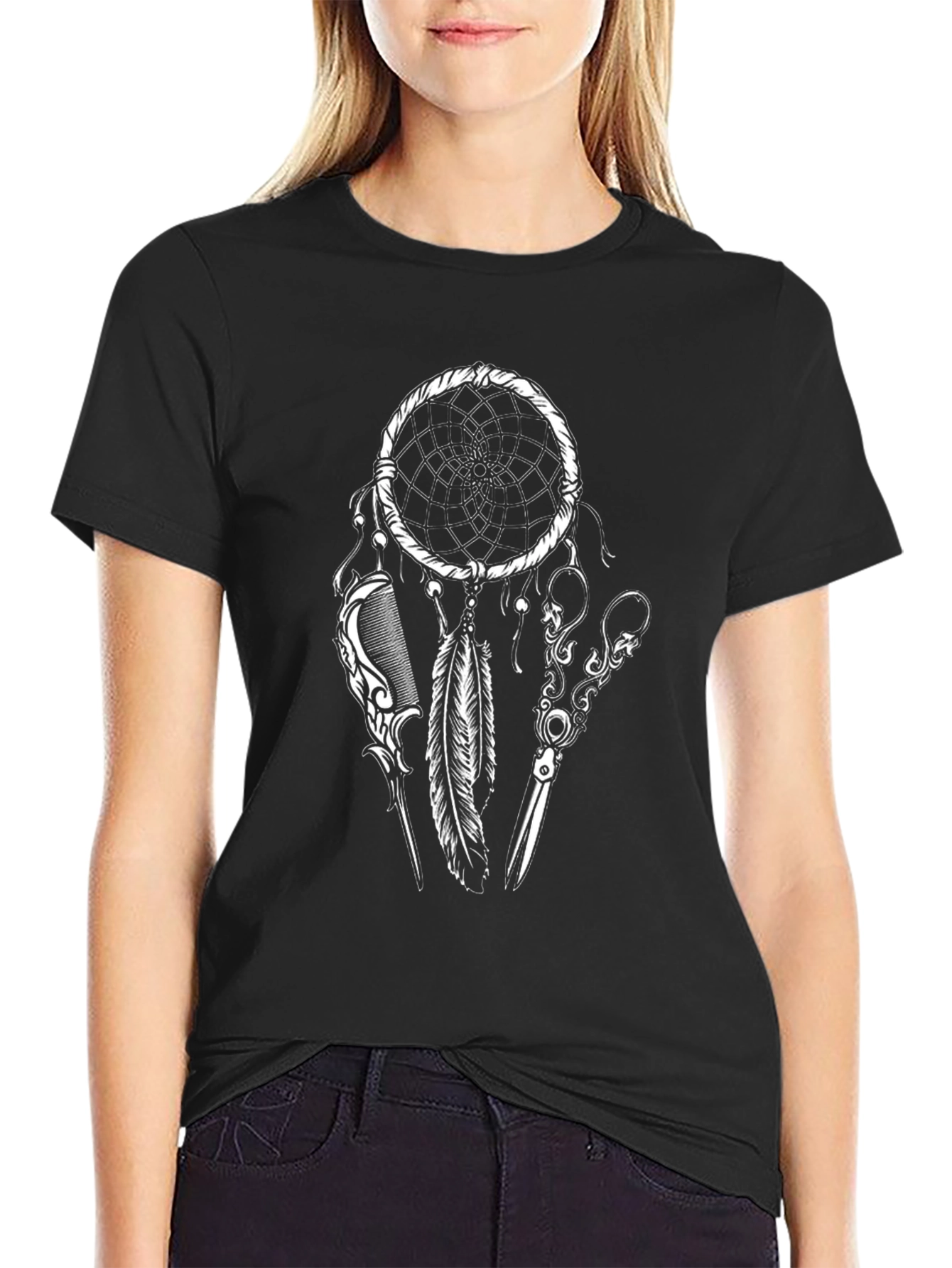 Black Dreamcatcher Graphic T-Shirt view 2