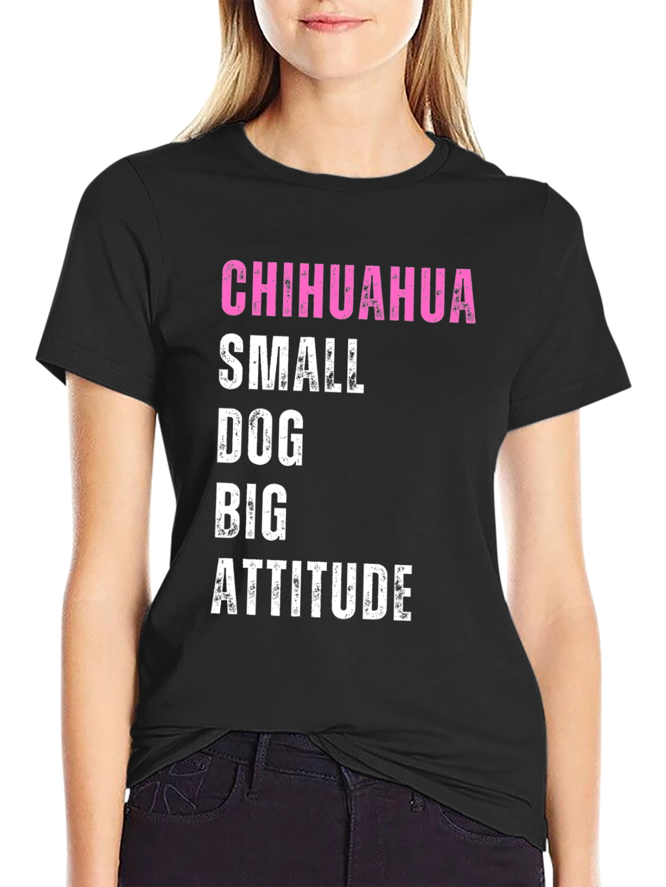 Black Chihuahua Small Dog Big Attitude Graphic Tee view 2