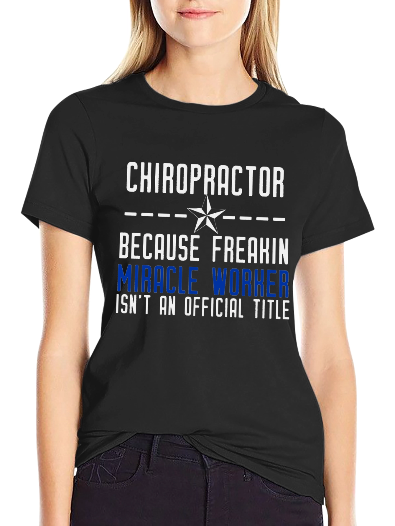 Black Chiropractor Miracle Worker Graphic Tee view 2
