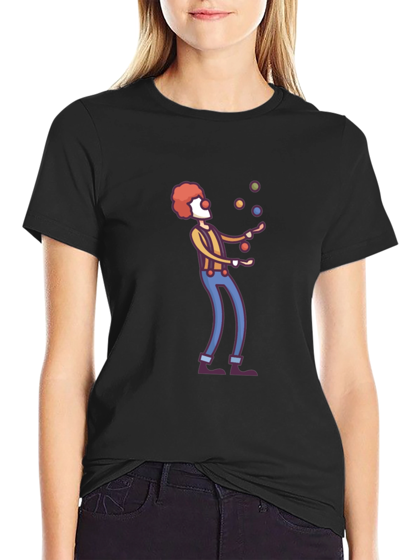 Black Clown Juggling T-Shirt - Funny Graphic Tee view 2