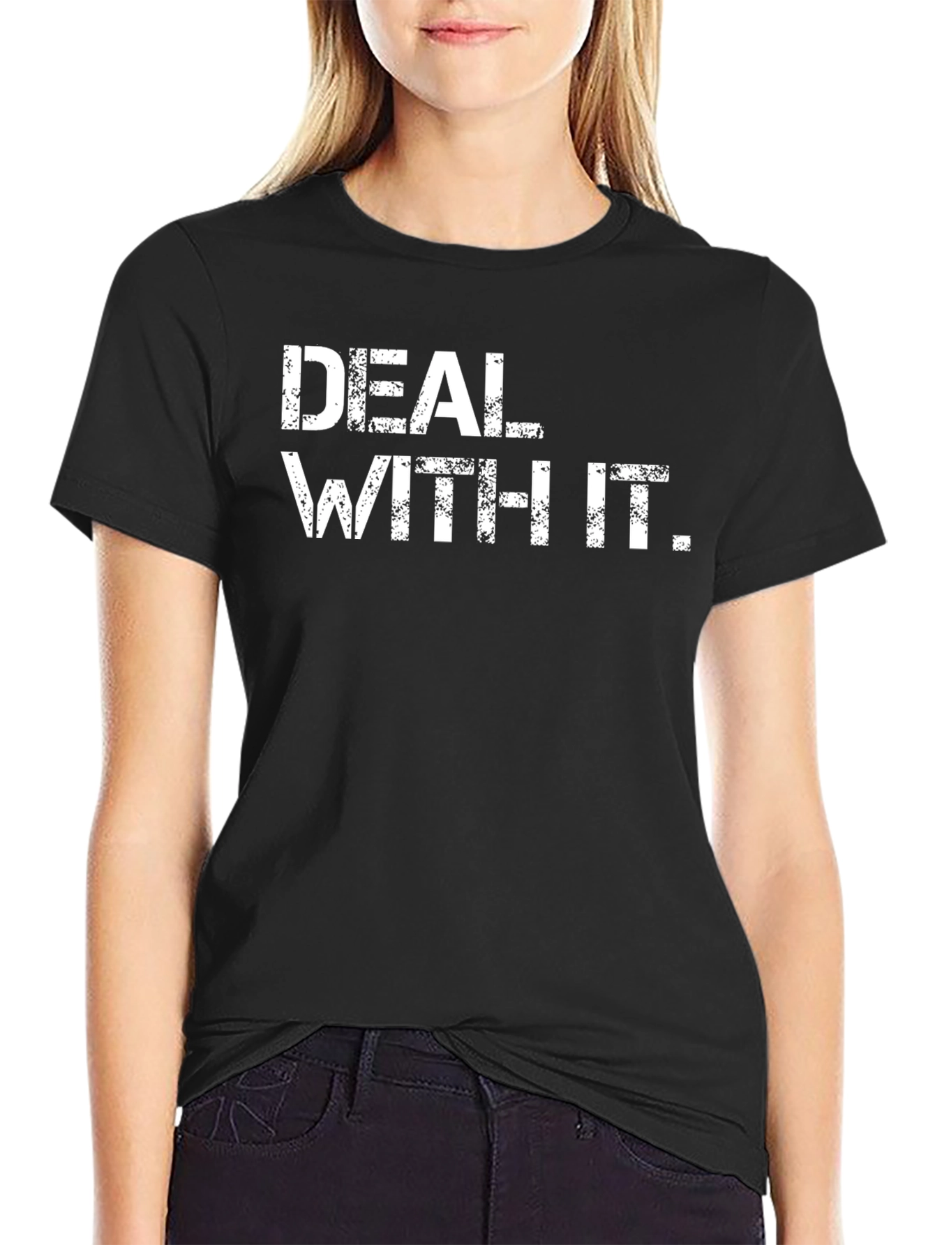 Black Deal With It T-Shirt - Funny Slogan Tee view 2