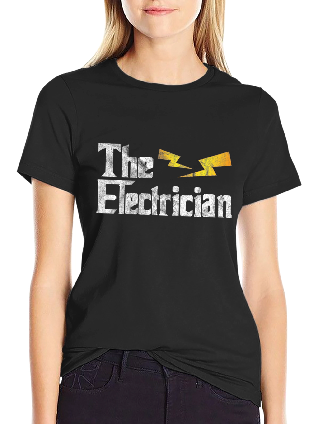 Black The Electrician T-Shirt - Novelty Gift Tee view 2