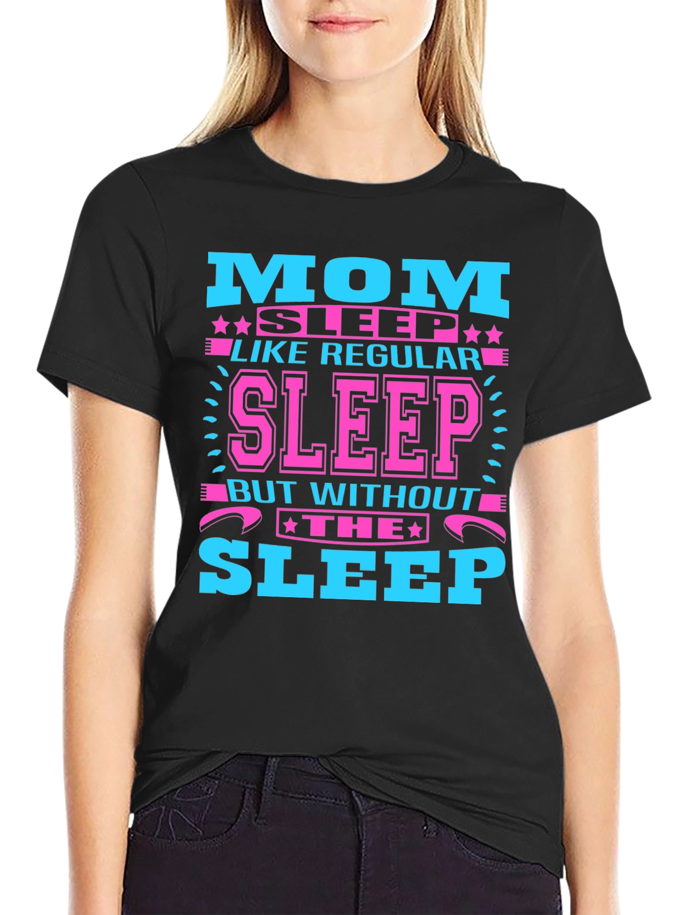 Black Mom No Sleep Graphic Tee view 2