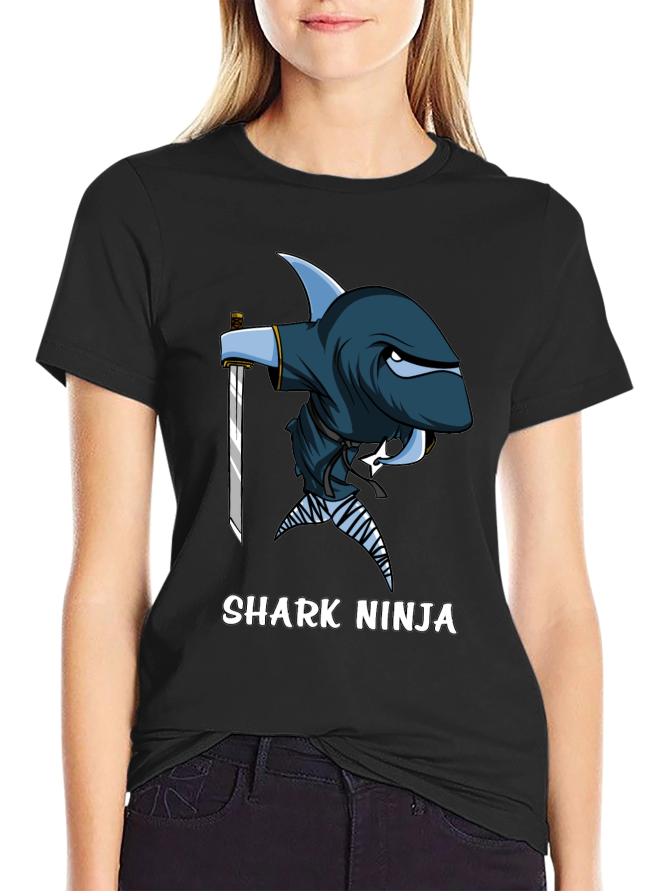 Black Shark Ninja T-Shirt - Unique Graphic Tee view 2