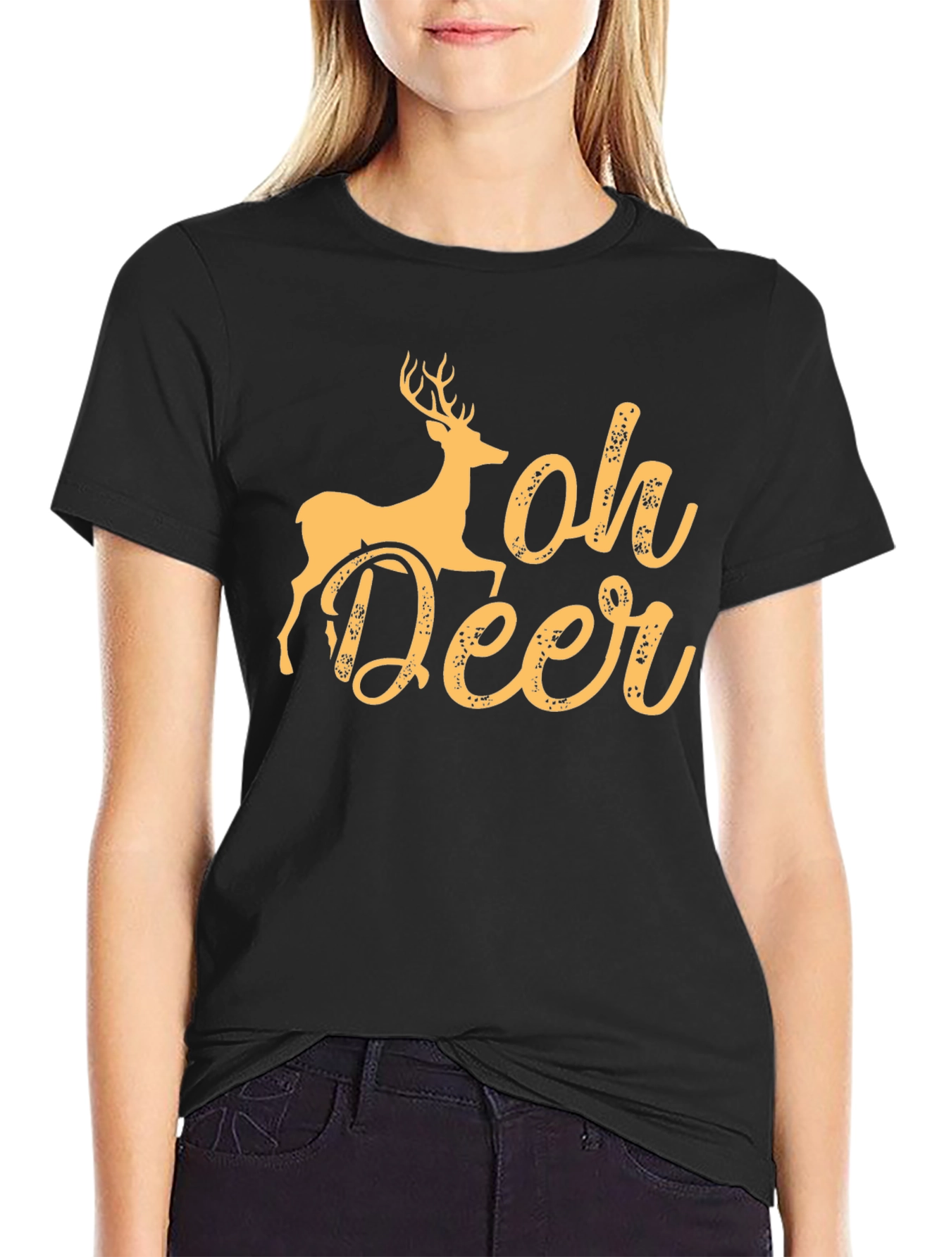 Black Oh Deer Graphic T-Shirt view 2
