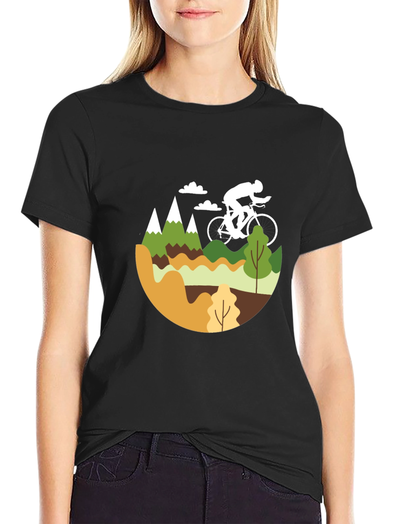 Black Mountain Biking Graphic Tee - Black Cotton Blend view 2
