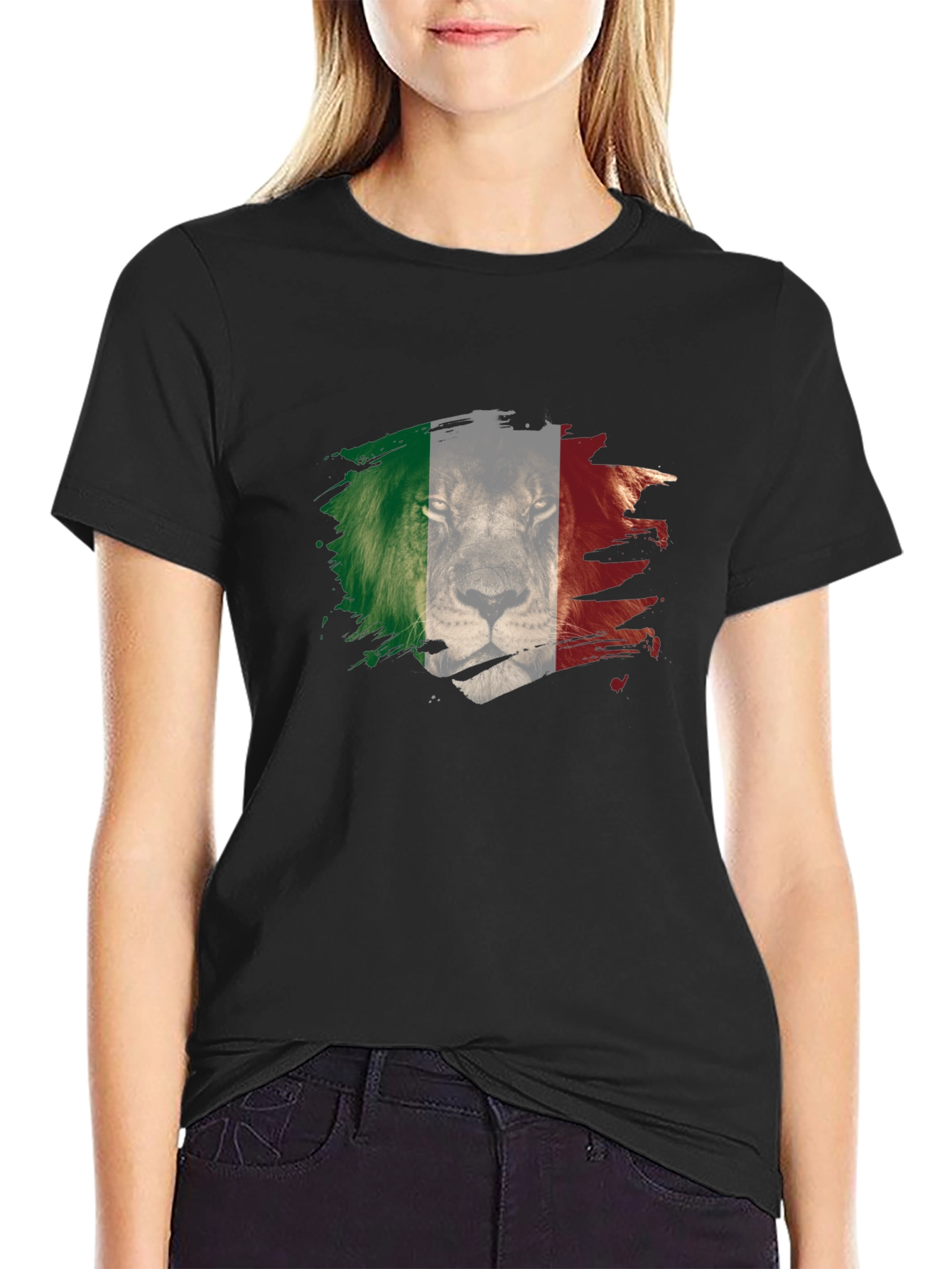 Black Lion Italy Flag Men's T-Shirt view 2