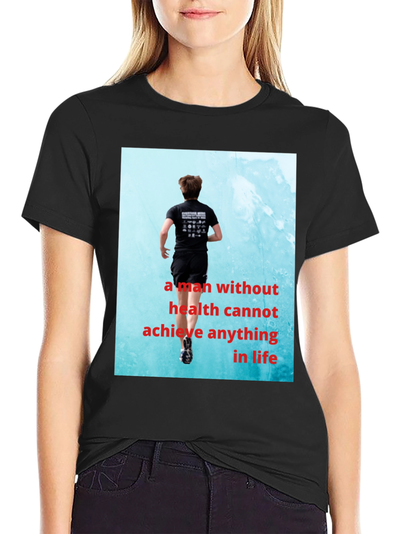 Black Health Motivation T-Shirt view 2