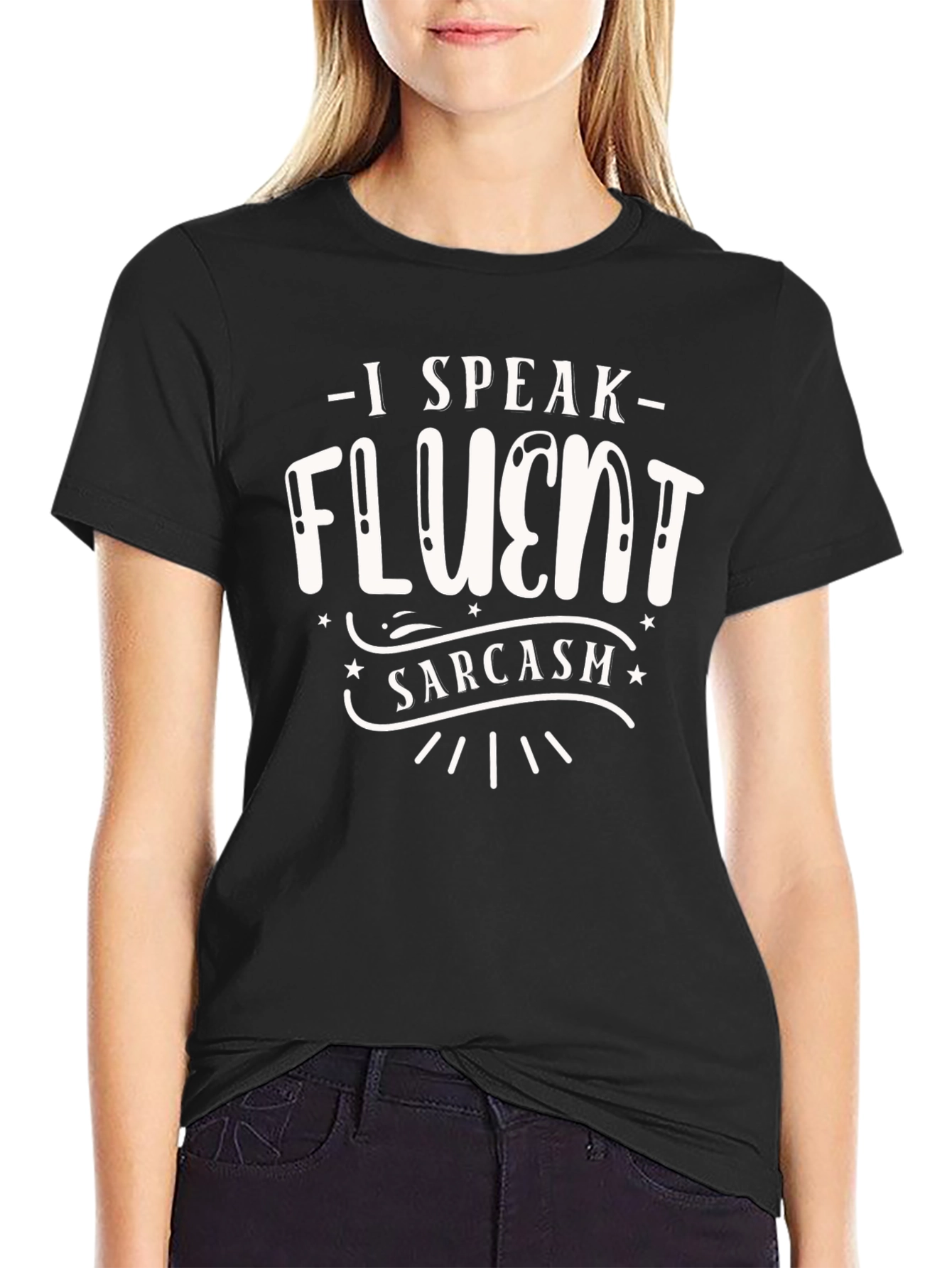 Black Fluent Sarcasm Graphic Tee view 2