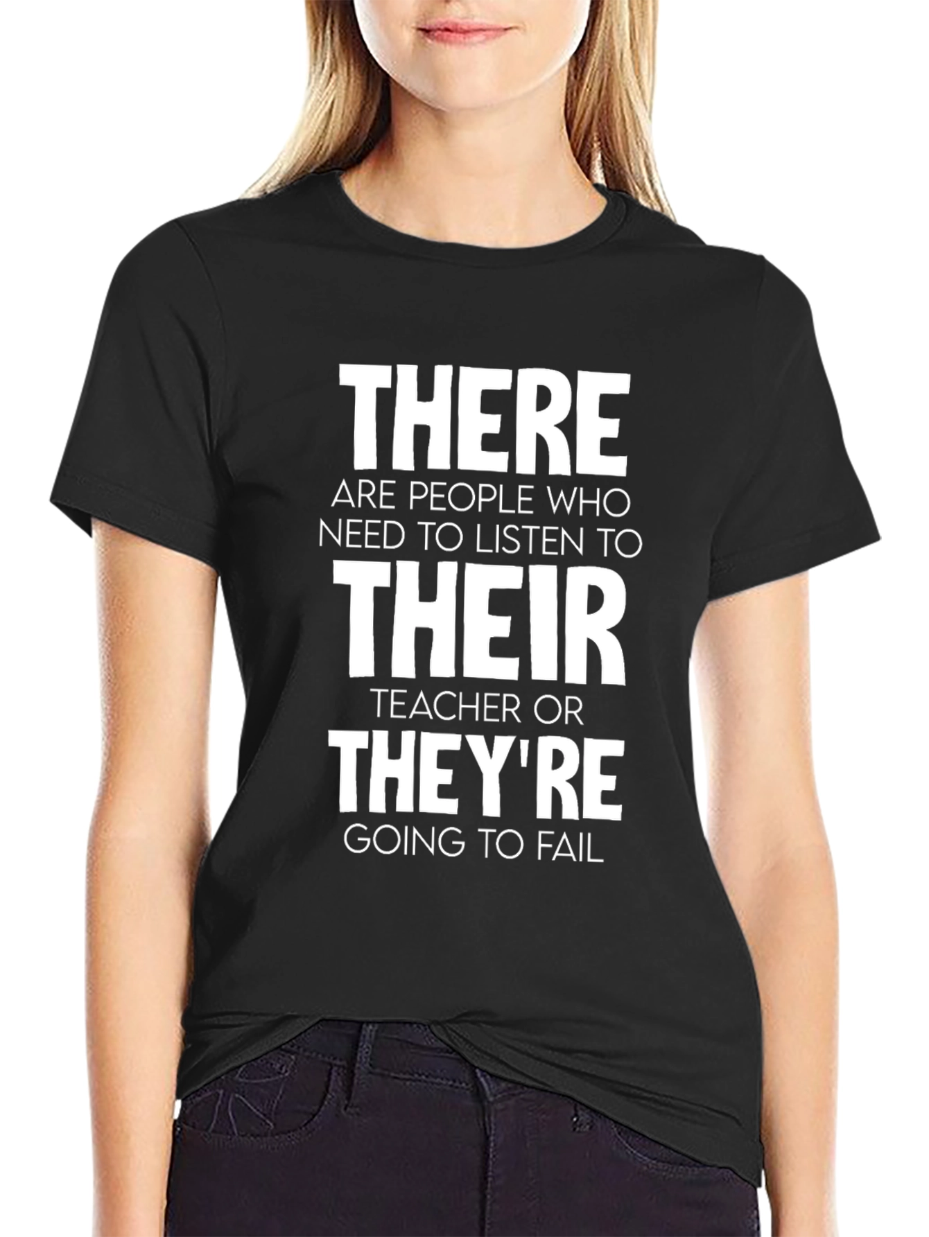 Black Listen to Teacher T-Shirt - Funny School Tee view 2