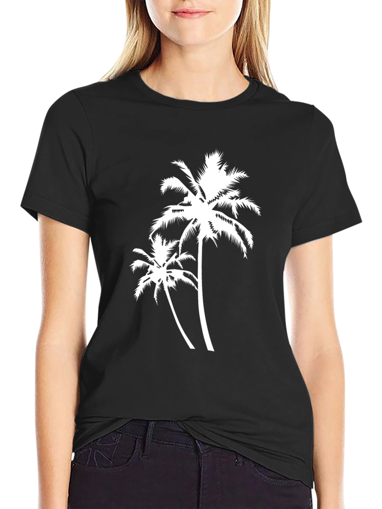 Black Palm Tree Graphic T-Shirt - Black view 2