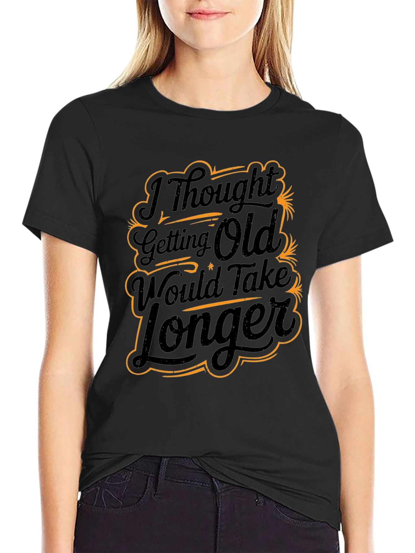 Black Funny "Getting Old" Graphic Print Black T-Shirt view 2