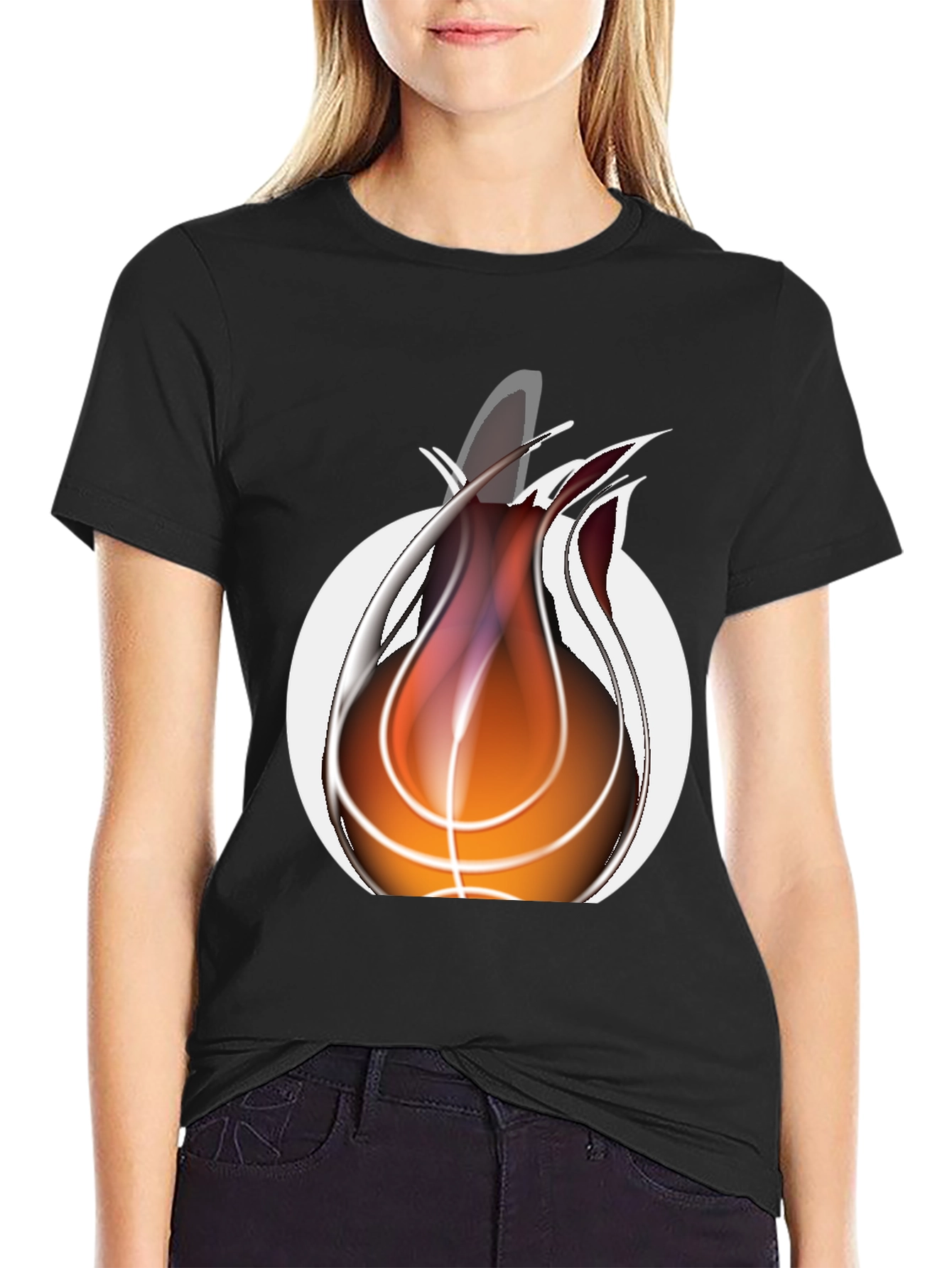 Black Fiery Basketball Graphic Tee - Cool Sportswear view 2