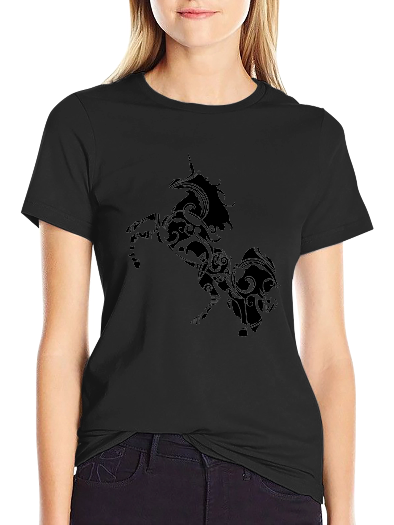Black Unicorn Graphic Black Tee Shirt view 2