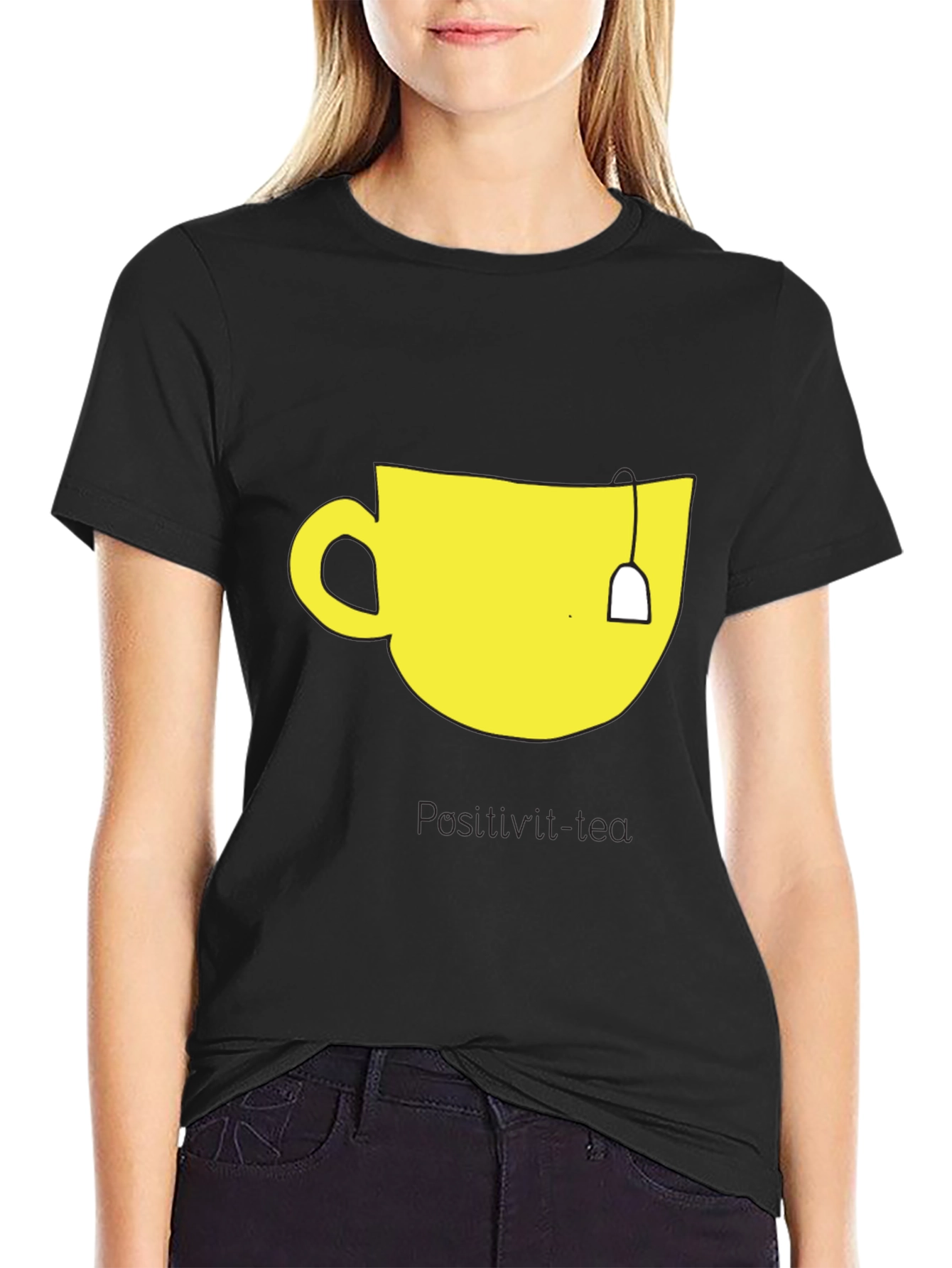 Black Teacup Graphic Tee - Men's Black Cotton T-Shirt view 2