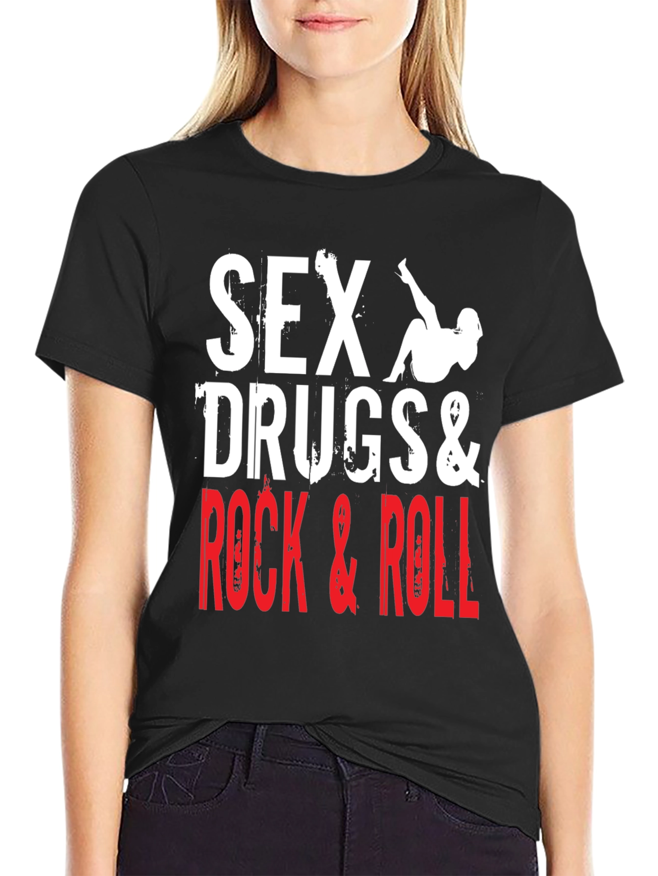 Black Sex, Drugs & Rock and Roll Graphic T-Shirt view 2