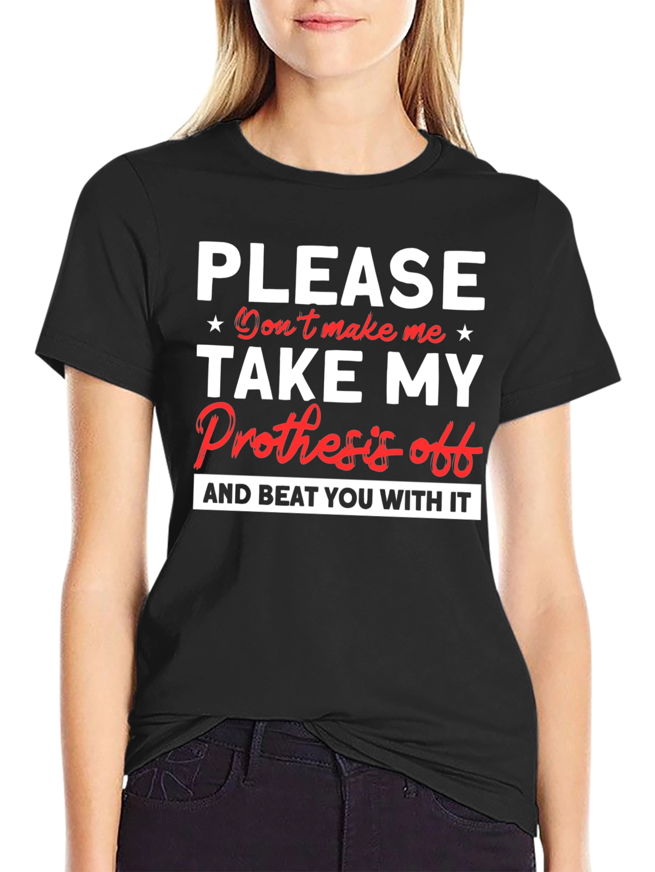 Black Prosthesis Humor Graphic T-Shirt view 2