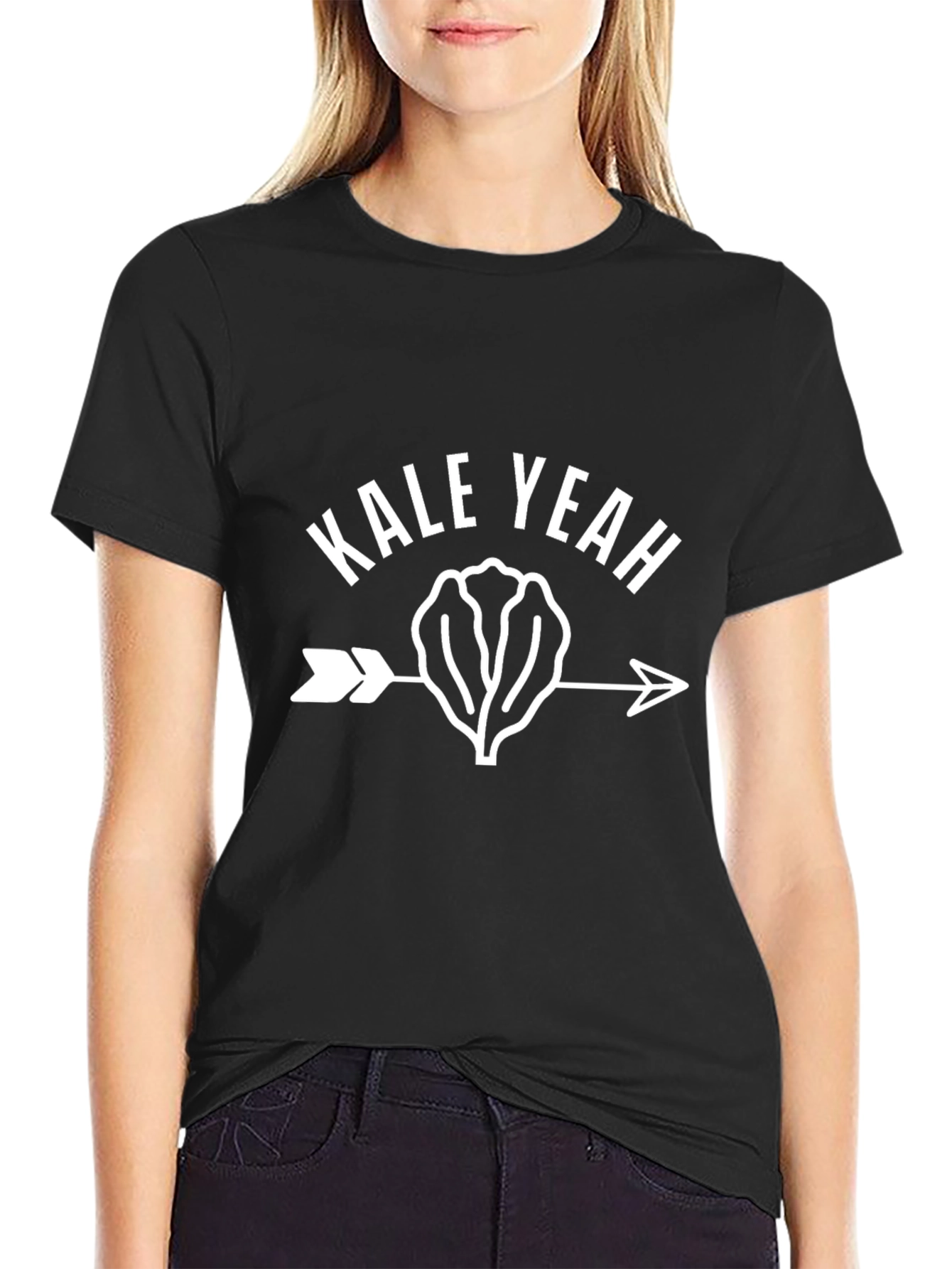 Black Kale Yeah Arrow Graphic Tee - Unisex Black T-Shirt view 2