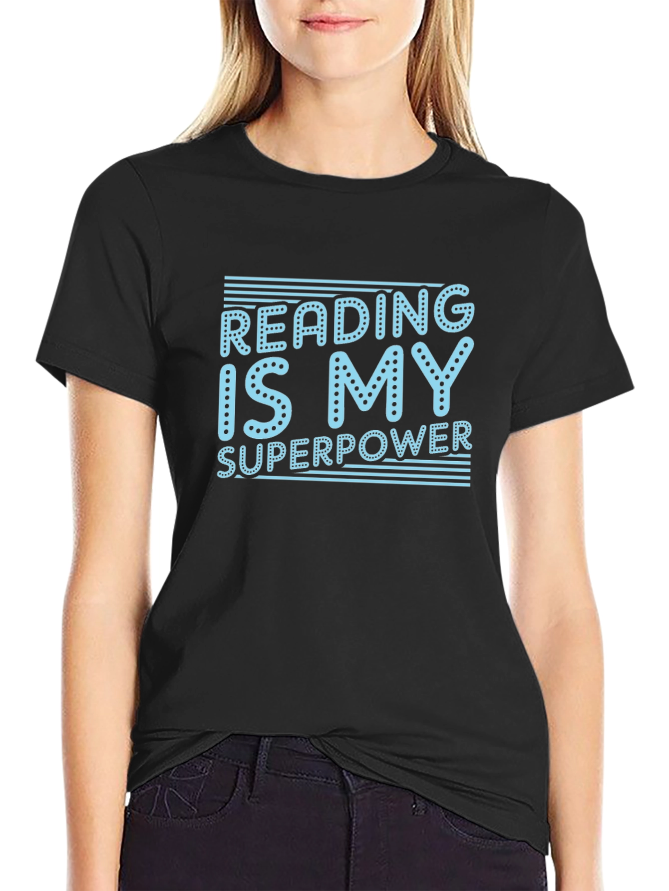 Black Reading Is My Superpower T-Shirt - Black view 2