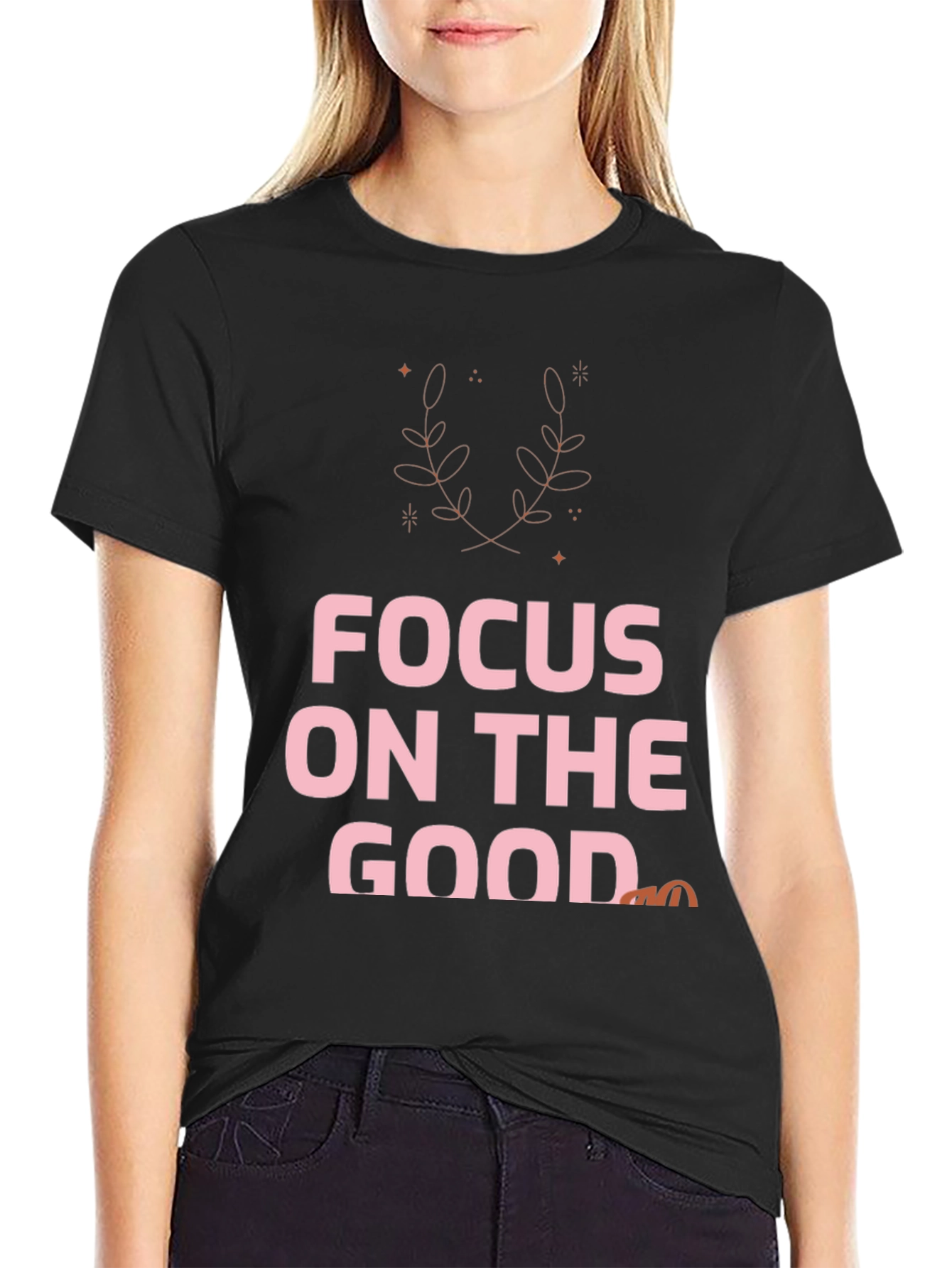 Black Focus On The Good Graphic Tee view 2