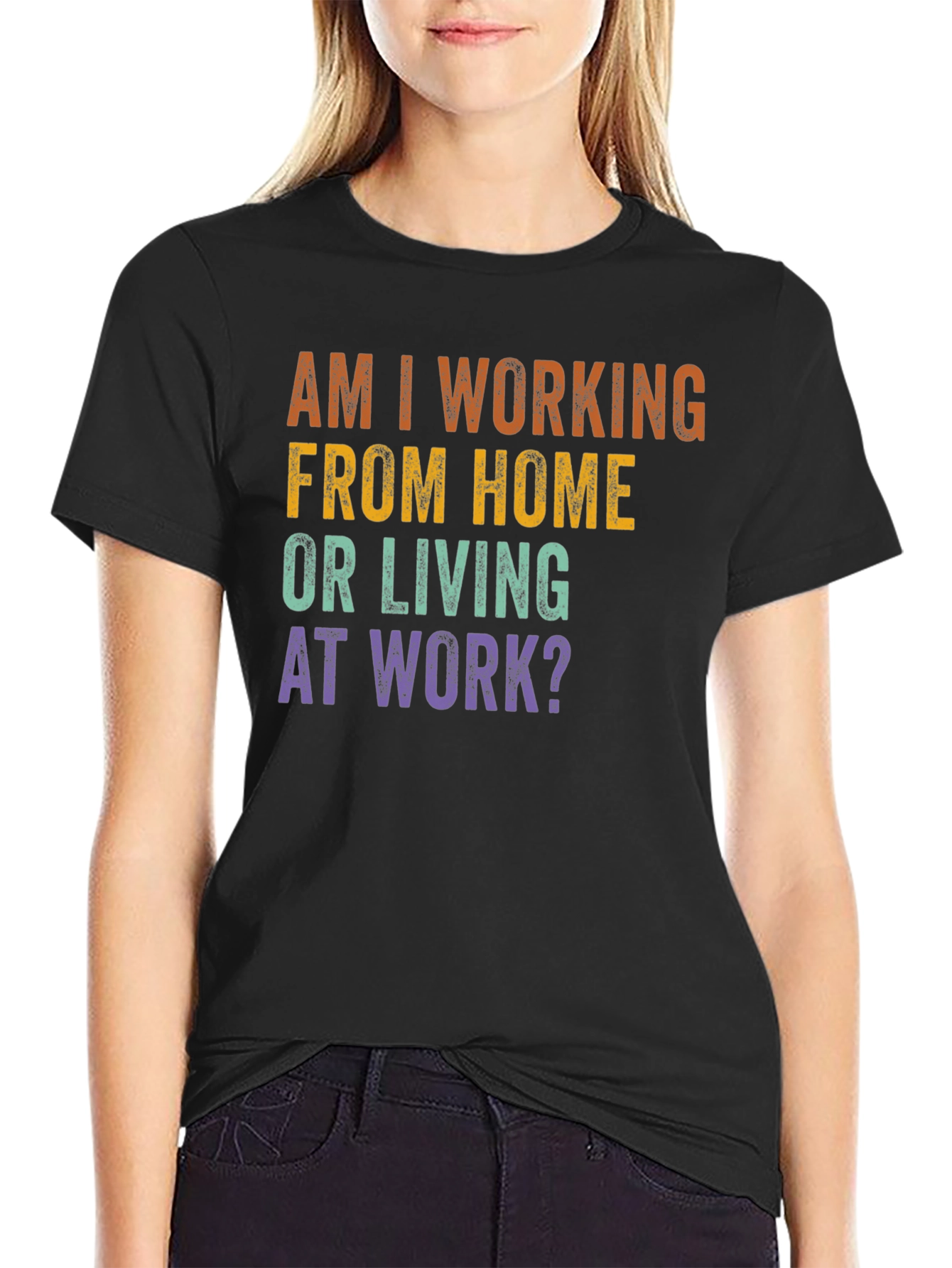 Black Working From Home T-Shirt view 2