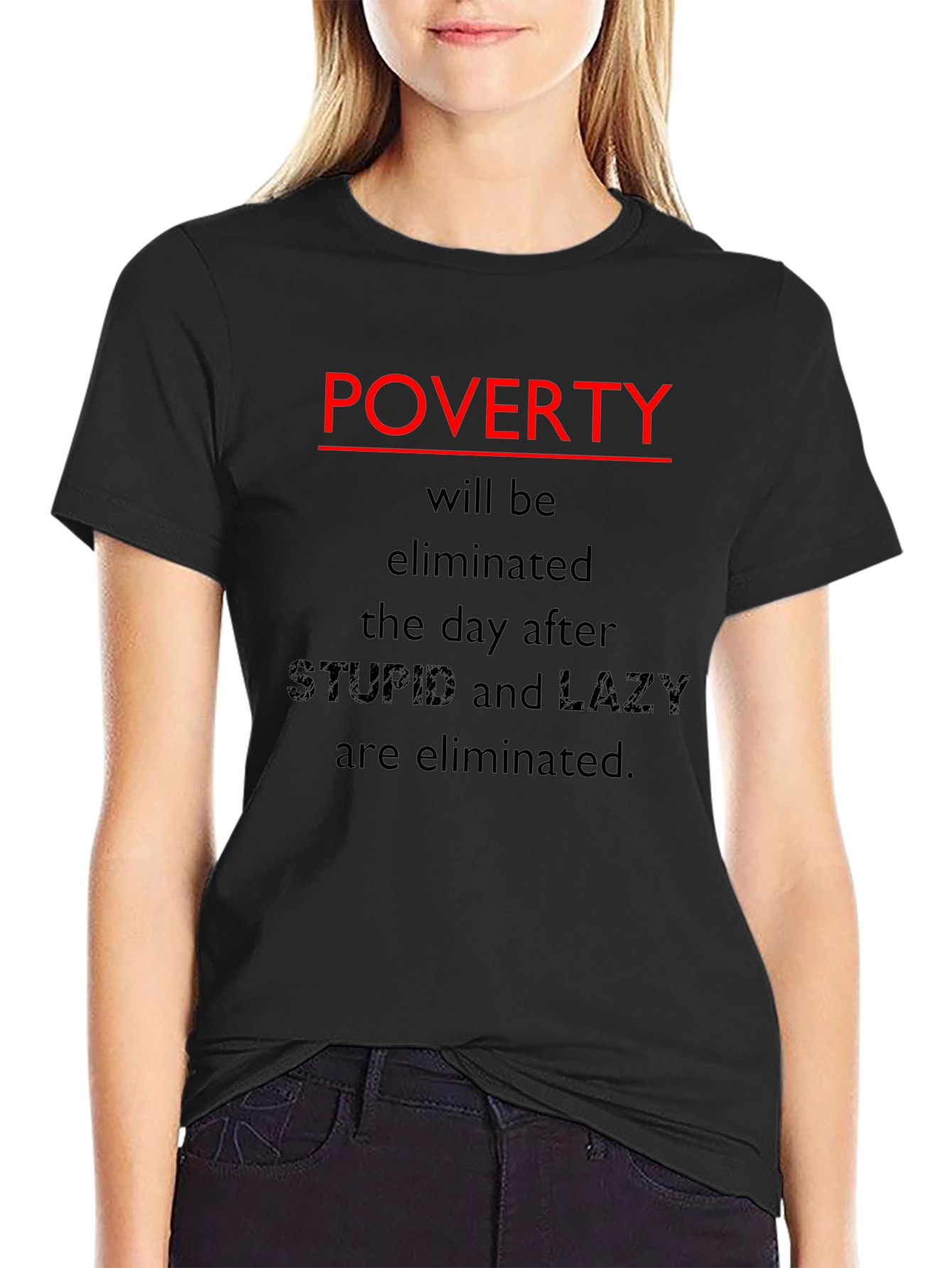 Black Poverty Elimination Statement T-Shirt view 2