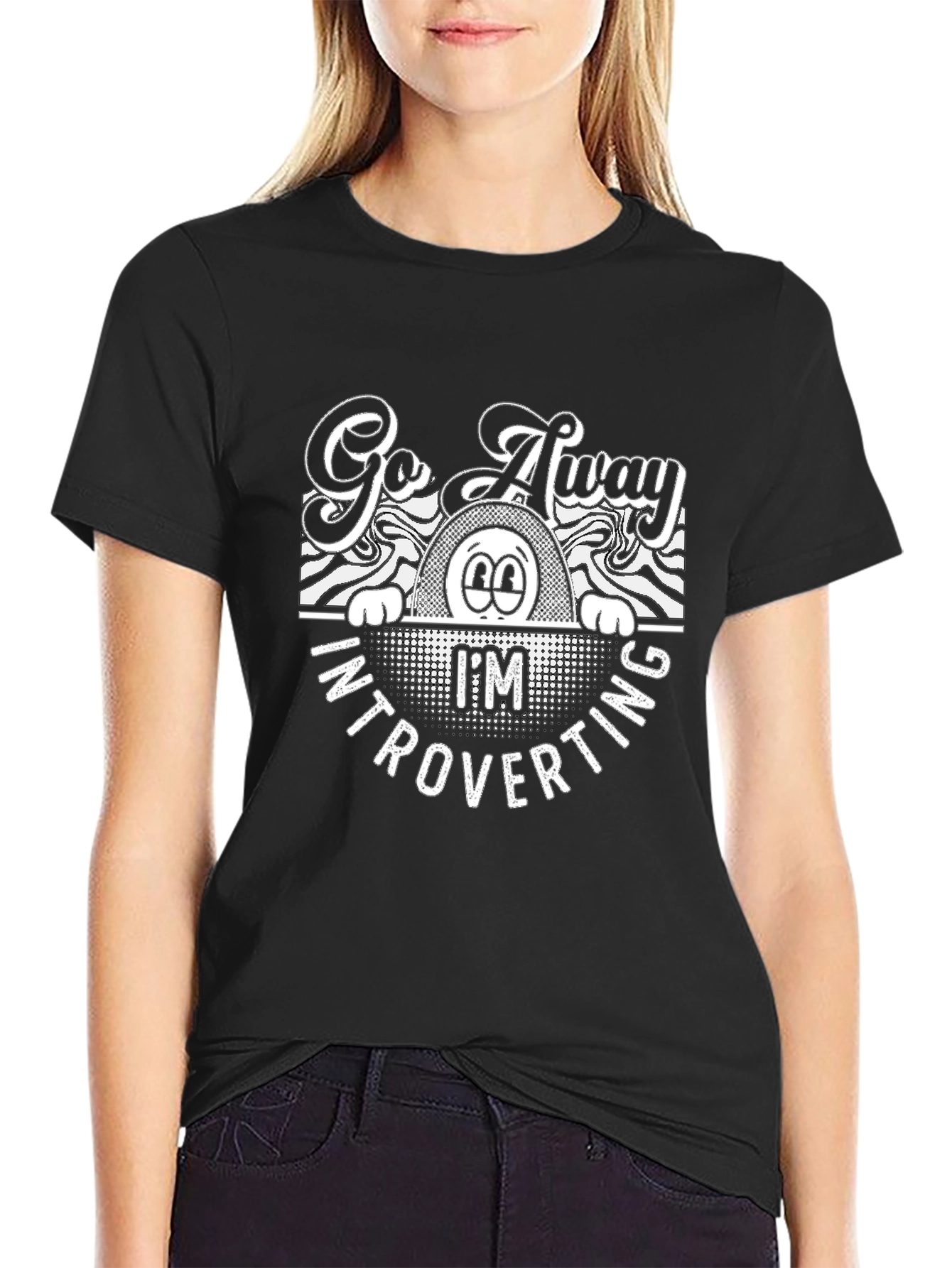 Black Introverting Graphic Tee - Go Away I'm Introverting view 2