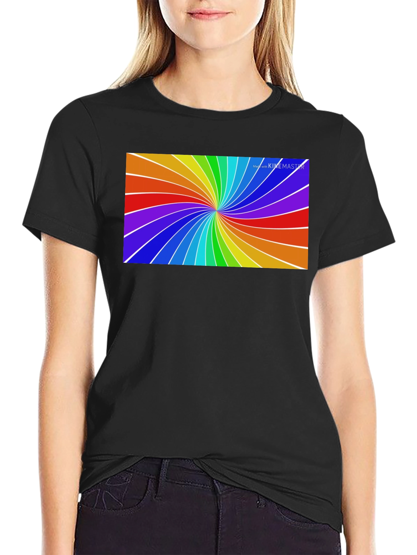 Black Rainbow Swirl Tee - Vivid Graphic Print view 2