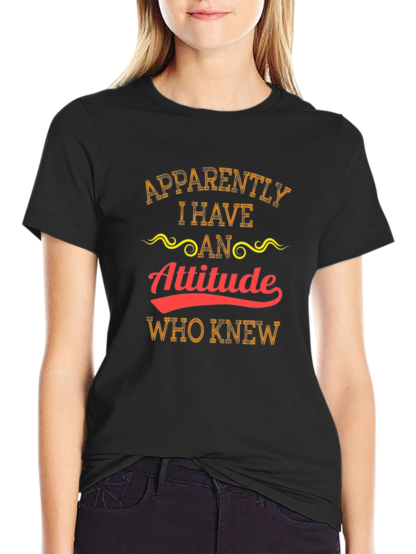Black Attitude T-Shirt - Funny Graphic Tee view 2