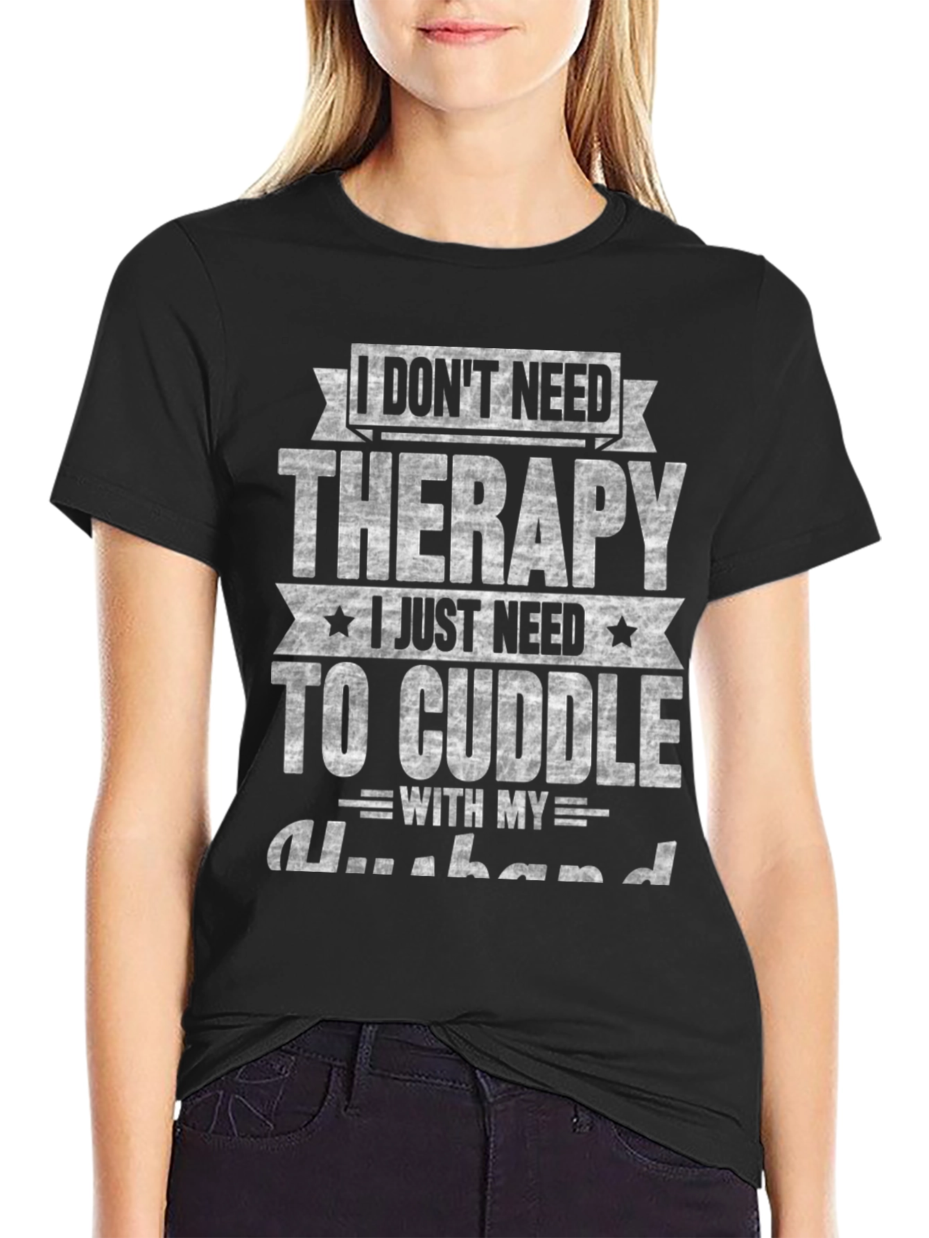 Black Therapy Cuddle Husband Funny Graphic Tee view 2
