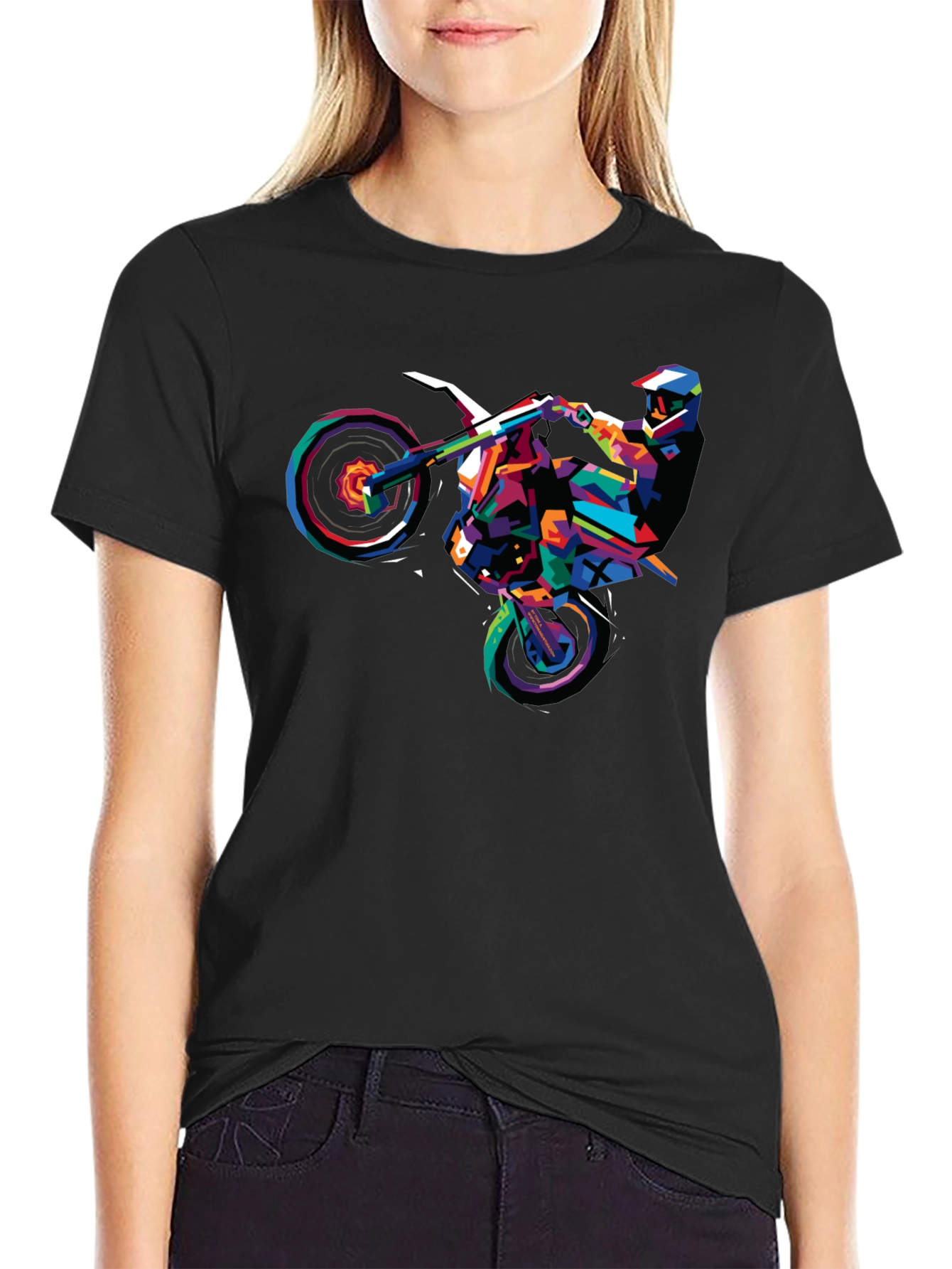 Geometric Motocross Rider Graphic T-Shirt - 2