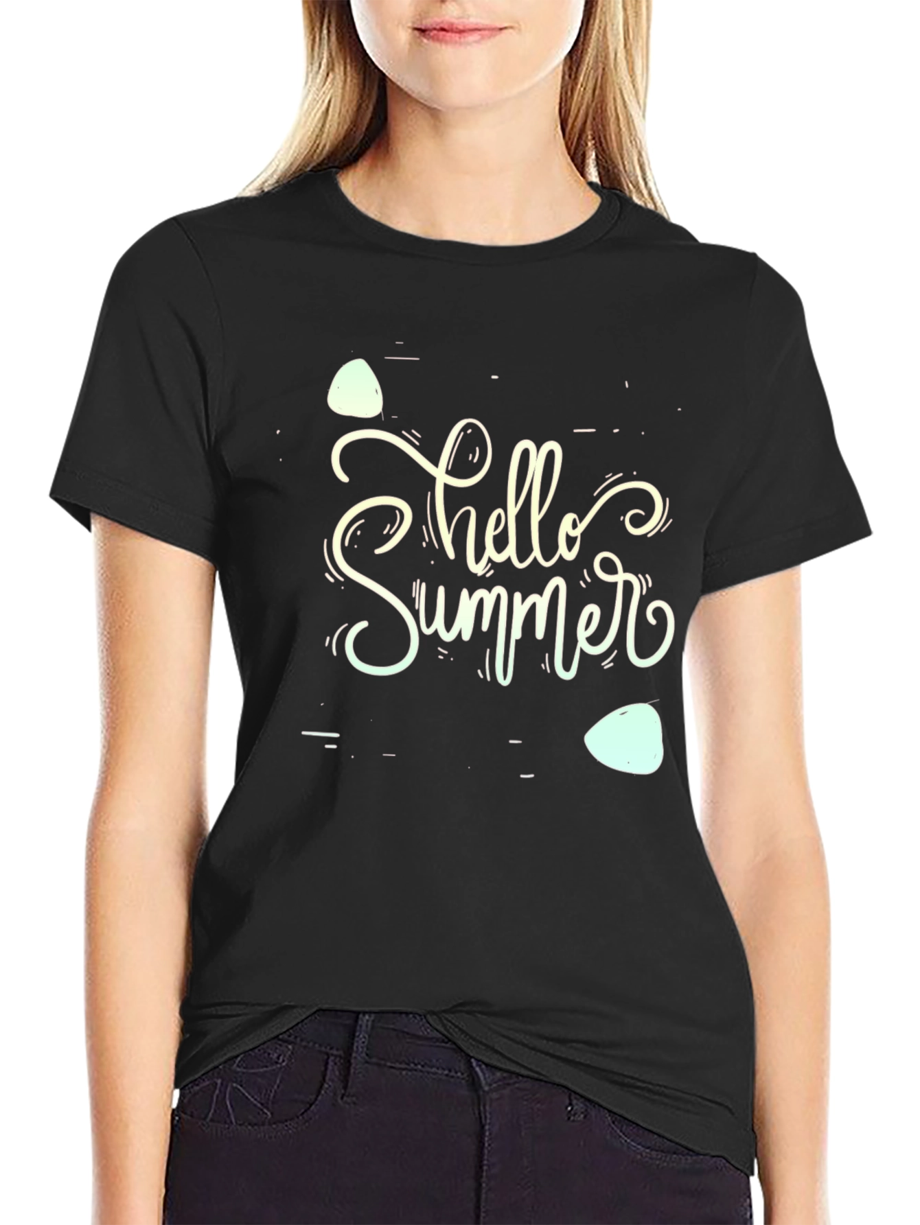 Black Hello Summer Black T-Shirt view 2