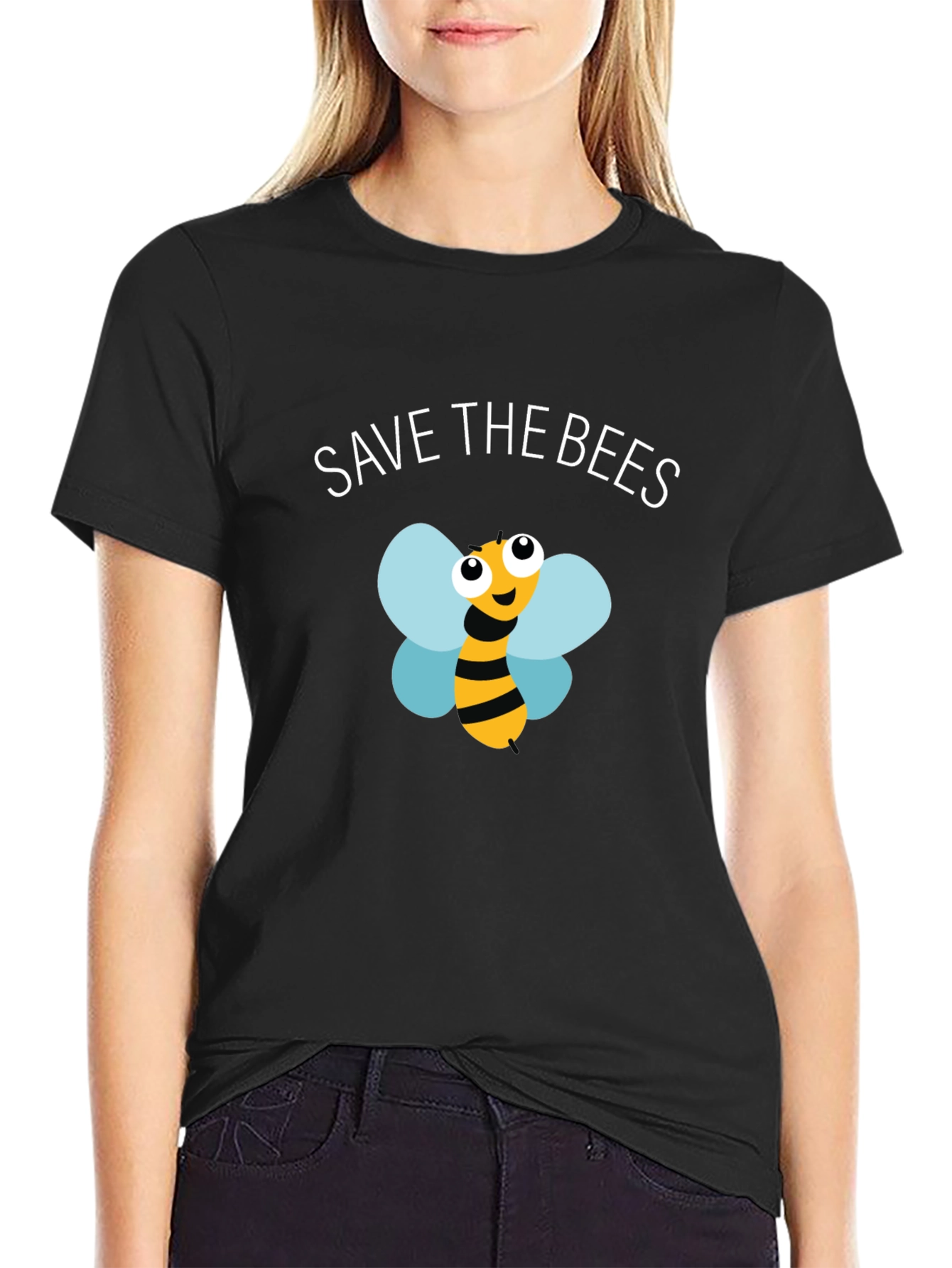 Black Save the Bees T-Shirt - Black Graphic Tee view 2