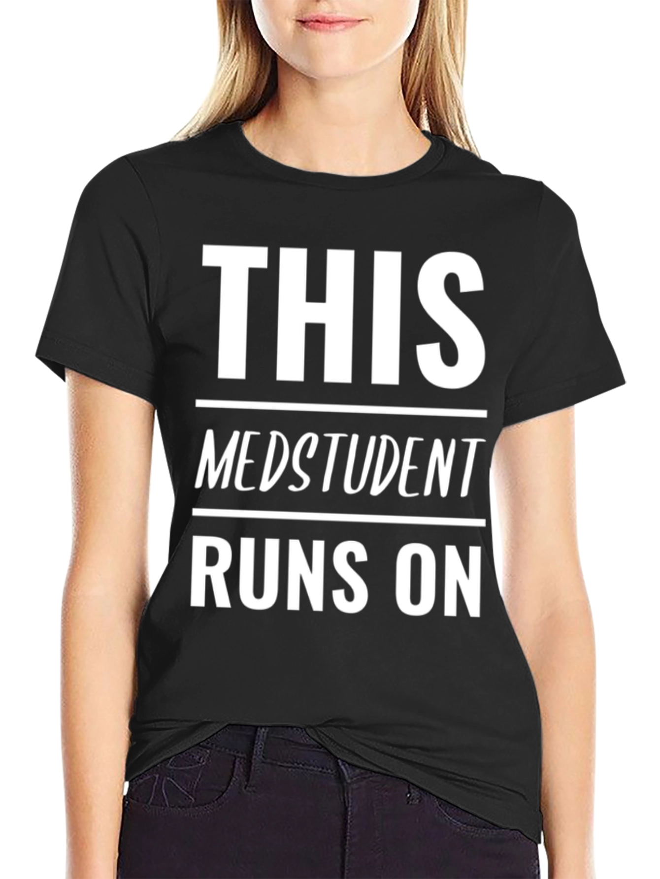 Black Med Student Runs On T-Shirt - Black view 2