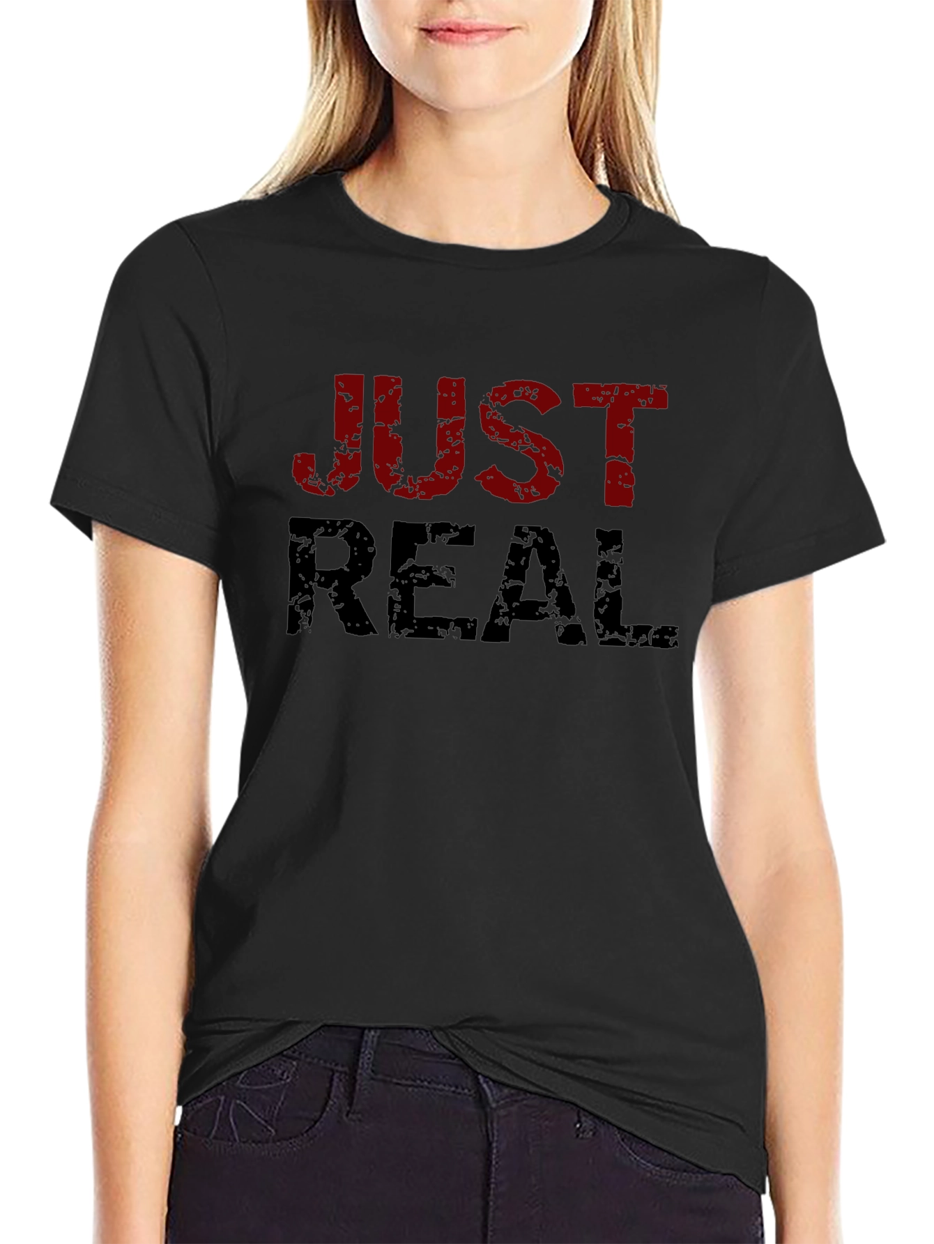 Black Just Real Graphic Tee - Black Short Sleeve T-Shirt view 2