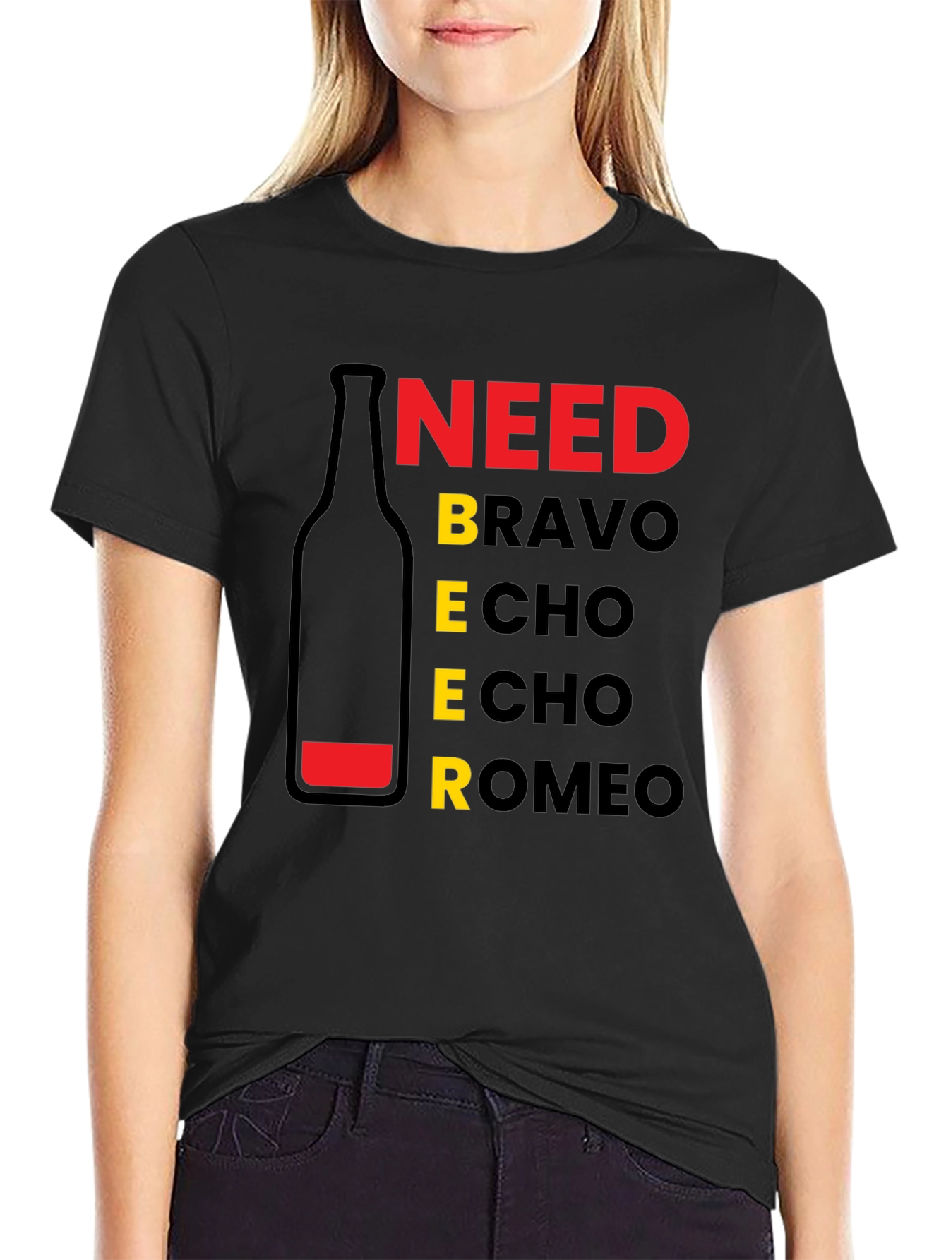 Black Need Beer T-Shirt - Funny Graphic Tee view 2