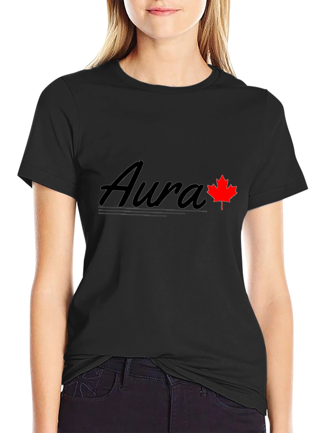 Black Aura Maple Leaf Graphic Tee - Black view 2