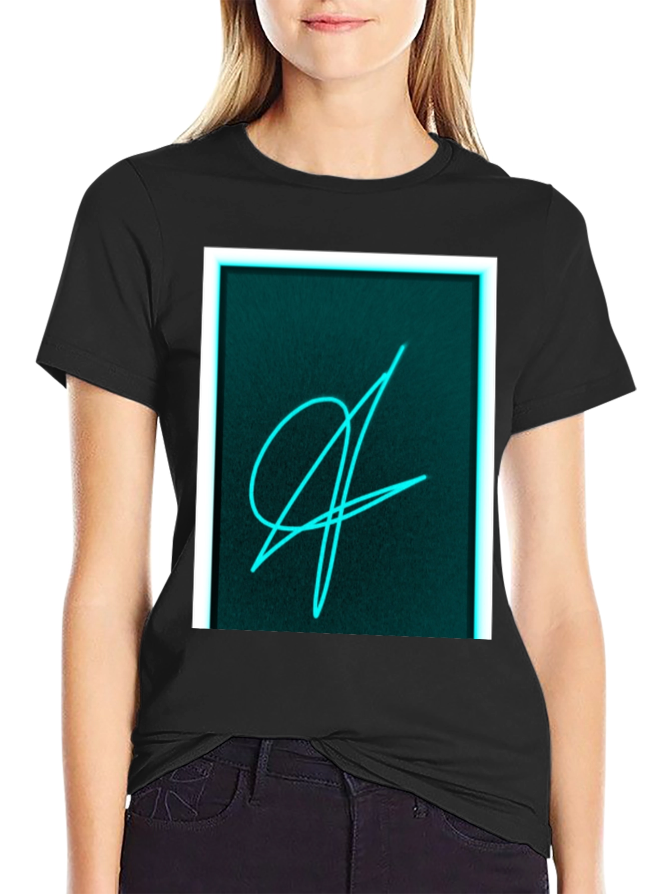 Black Neon Scribble Graphic Black T-Shirt view 2
