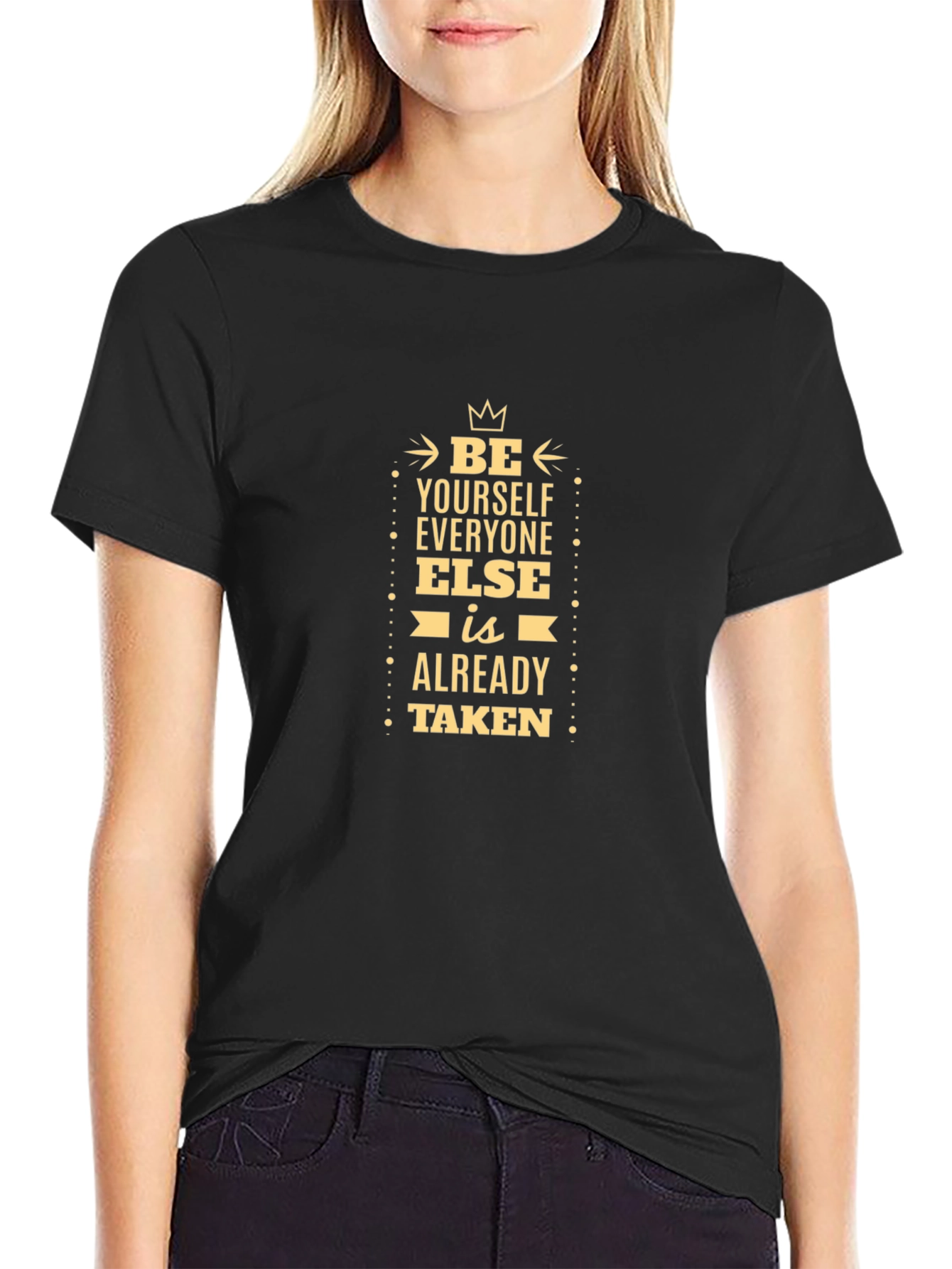Black Be Yourself T-Shirt - Motivational Graphic Tee view 2
