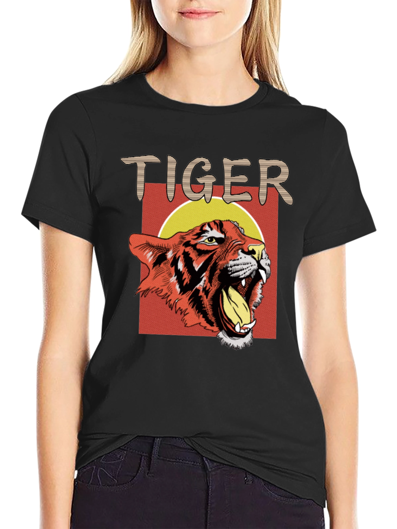 Black Tiger Graphic Tee - Bold Animal Print T-Shirt view 2
