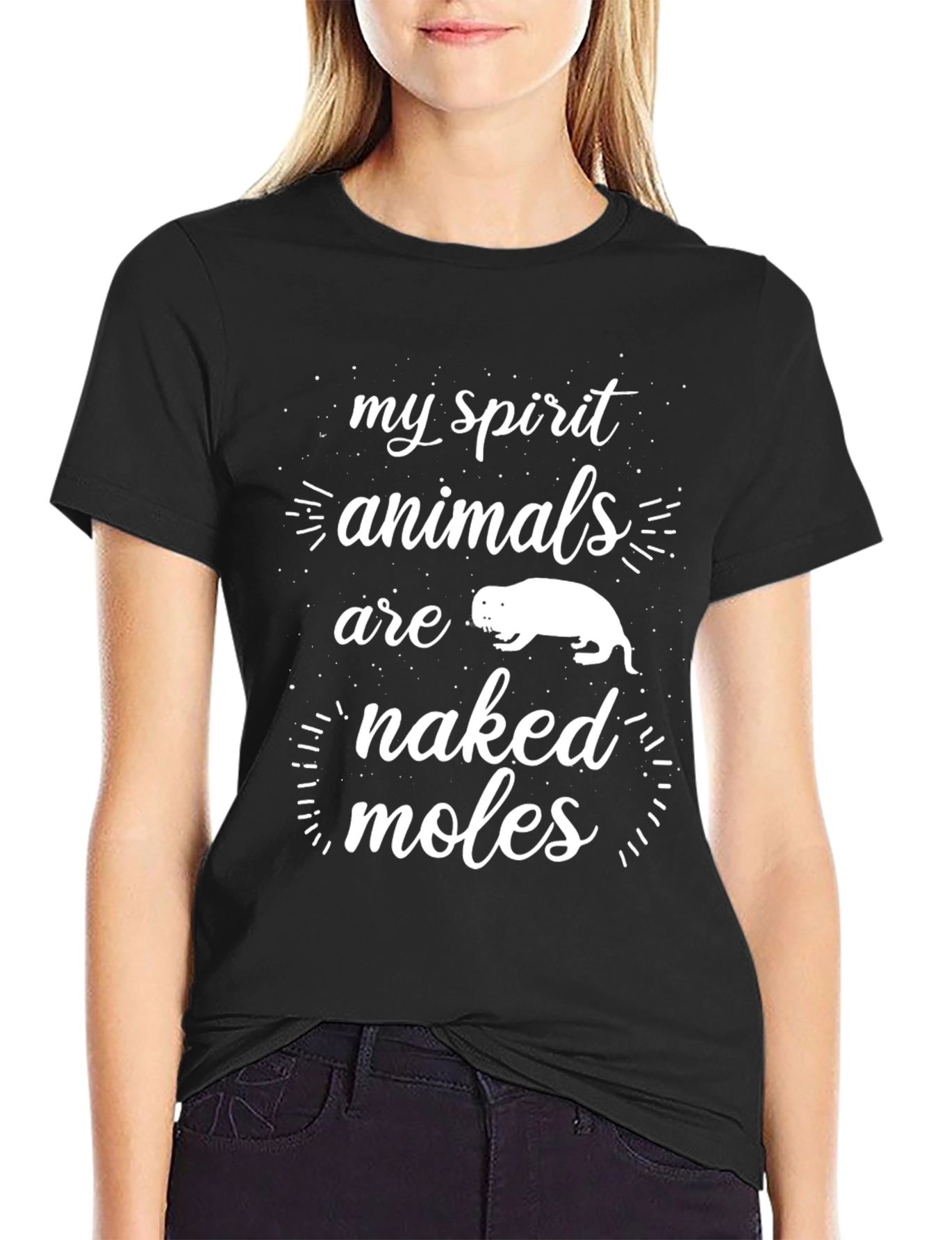 Black Naked Mole Rat Spirit Animal Graphic T-Shirt view 2