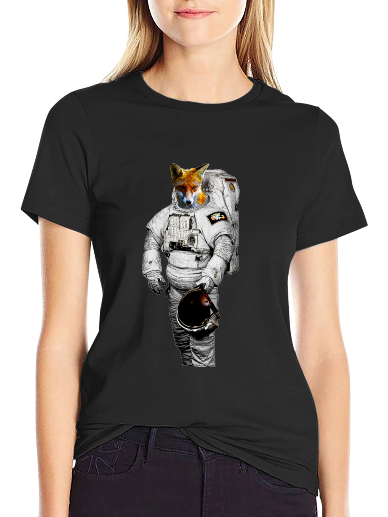 Black Fox Astronaut Graphic Tee - Mens Black T-Shirt view 2
