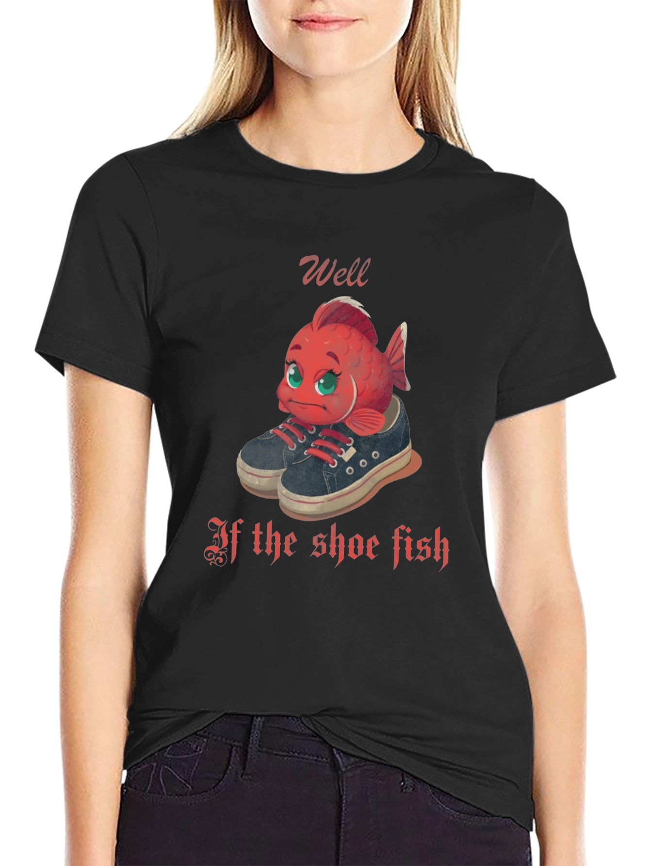Black Shoe Fish T-Shirt - Novelty Graphic Tee view 2