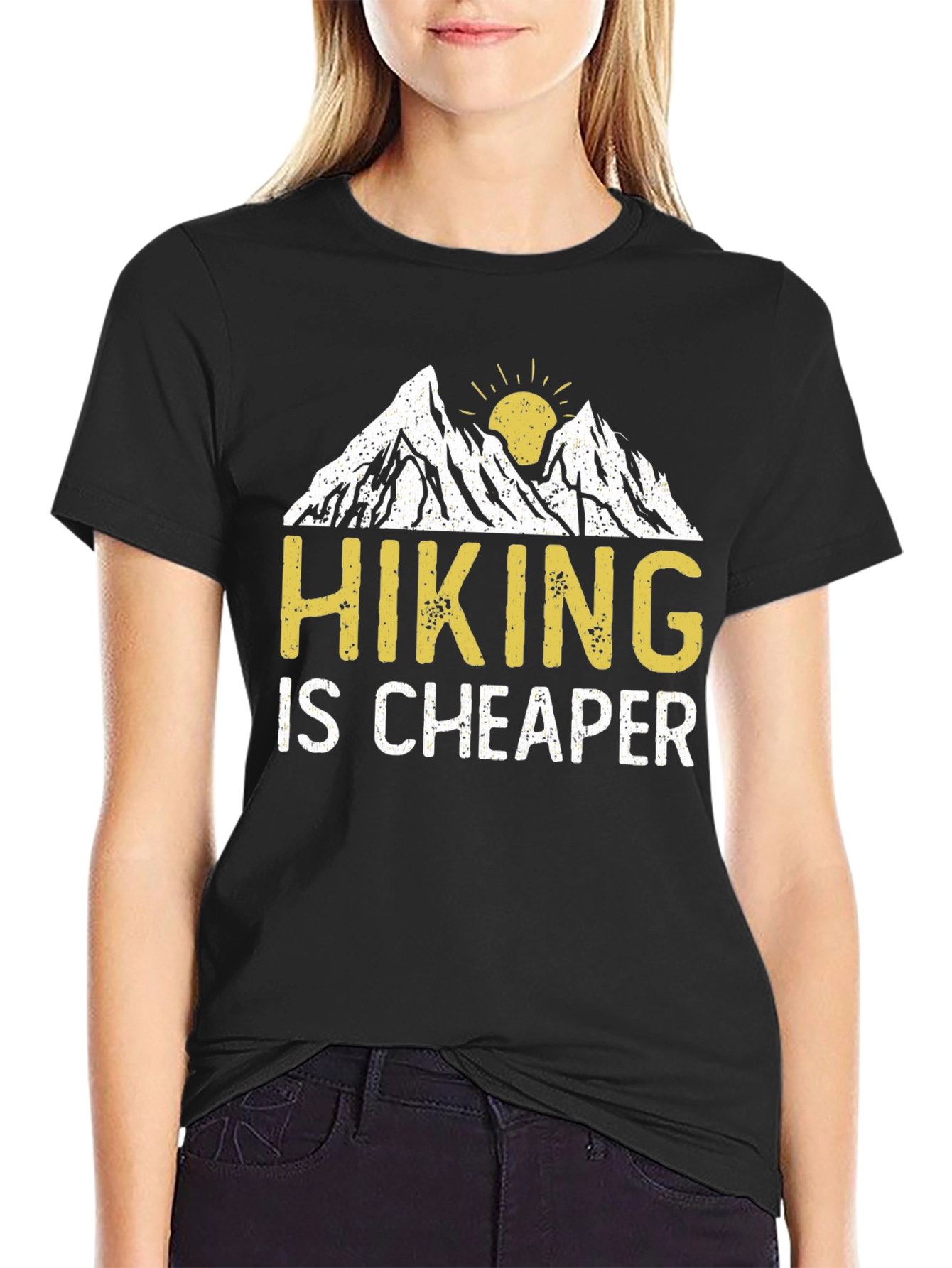Black Hiking is Cheaper Graphic T-Shirt view 2