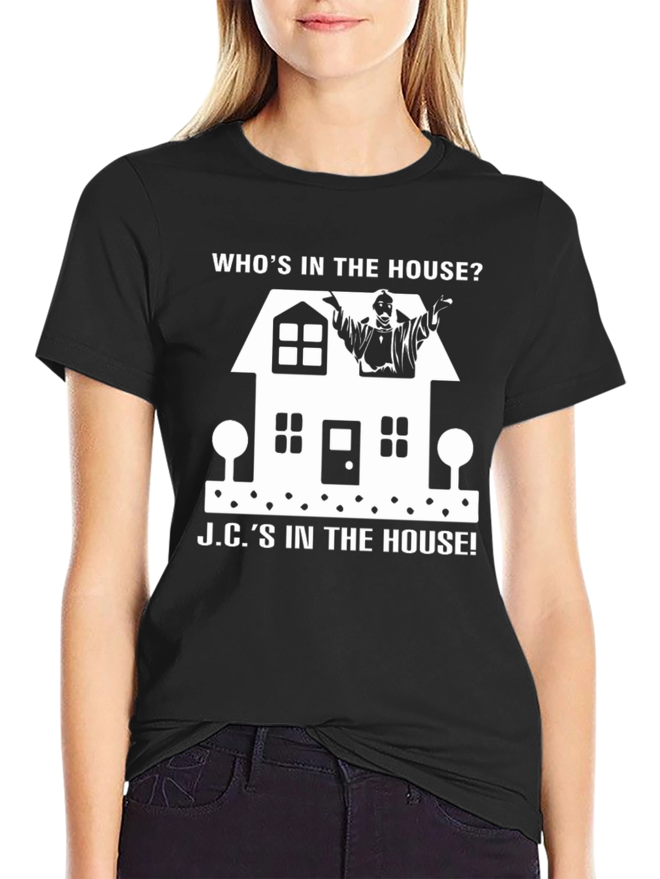 Black Who's in the House? Graphic Novelty T-Shirt view 2