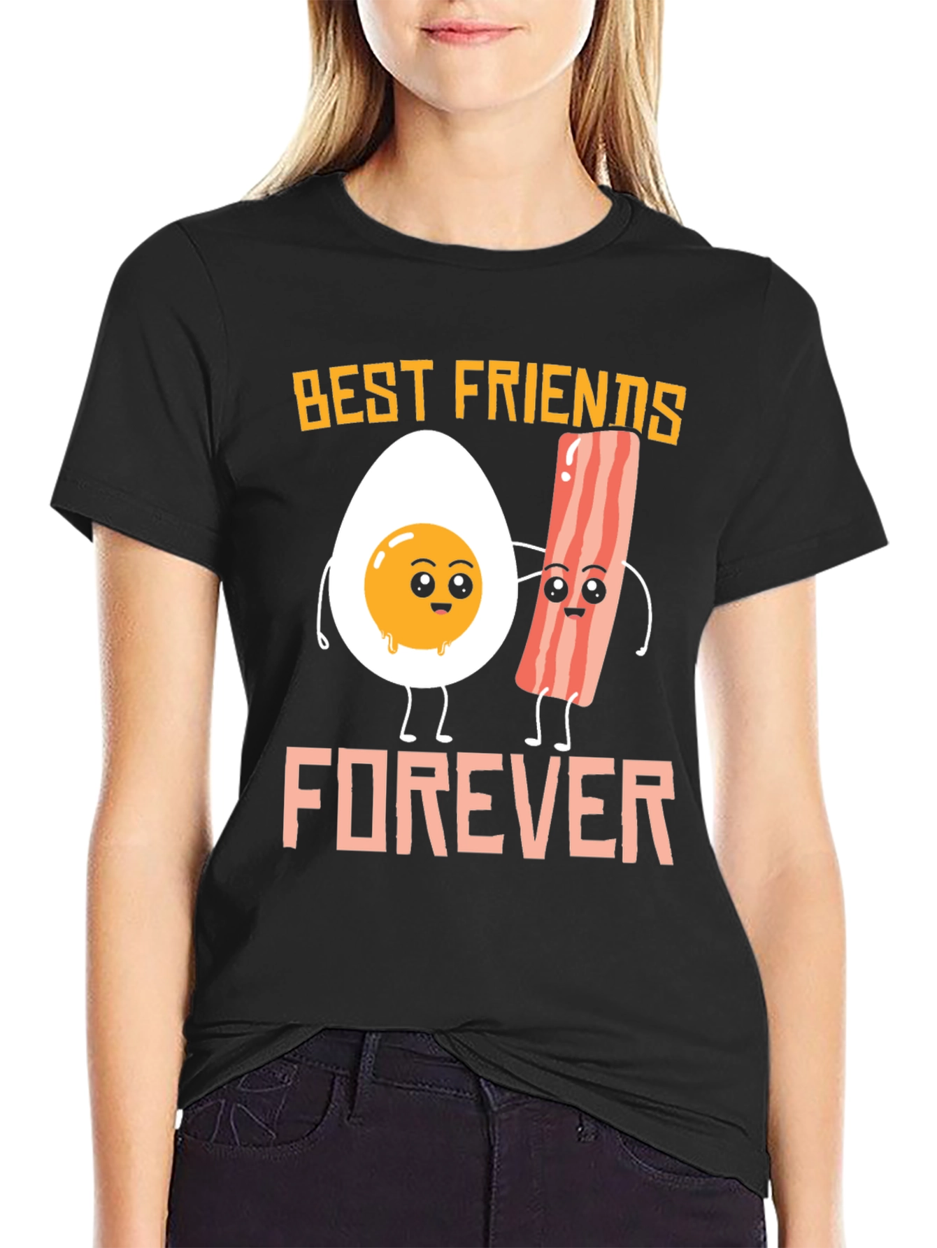 Black Best Friends Forever: Egg & Bacon Graphic Tee view 2