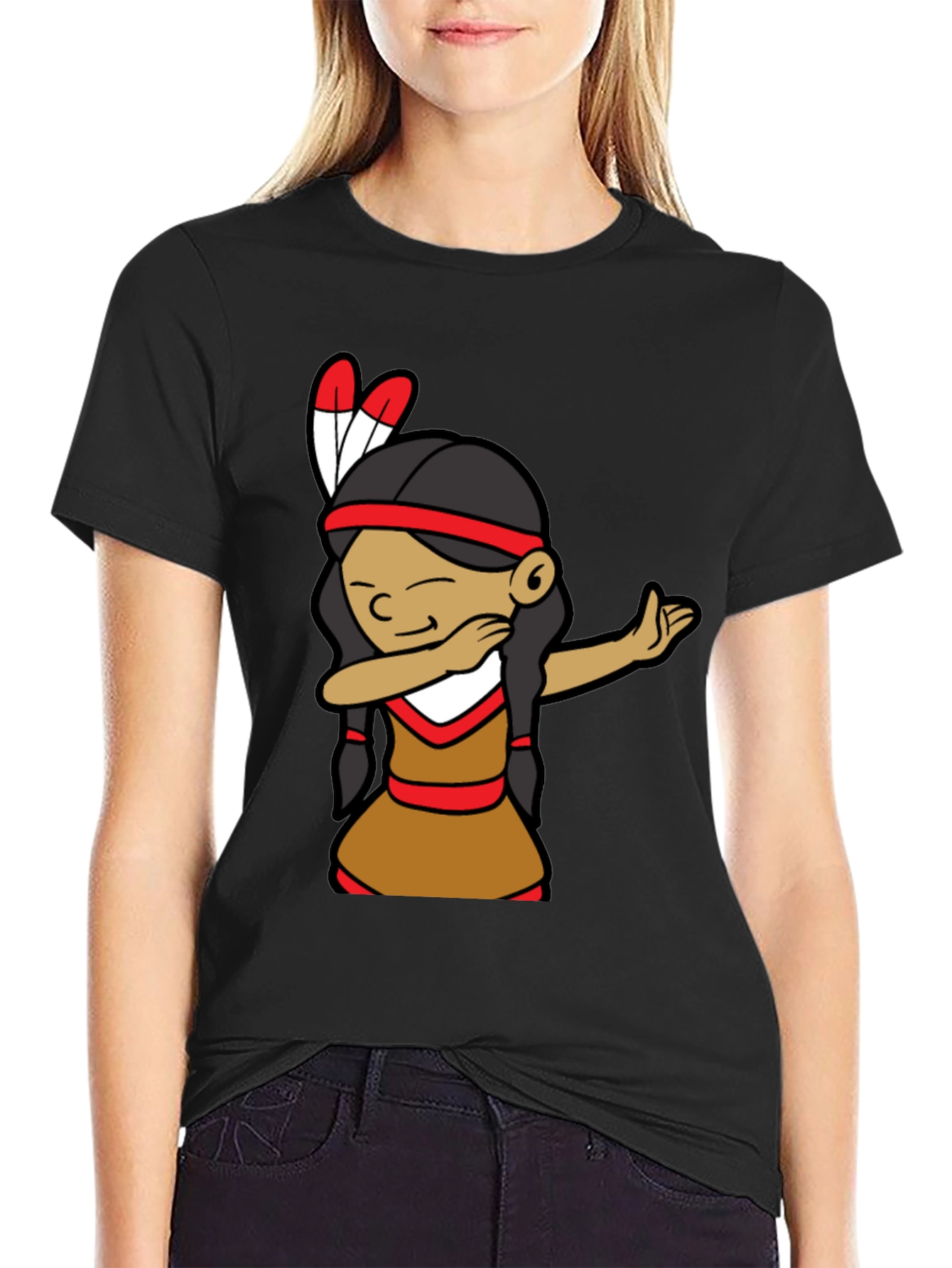 Black Native American Dab Dance Graphic Tee view 2