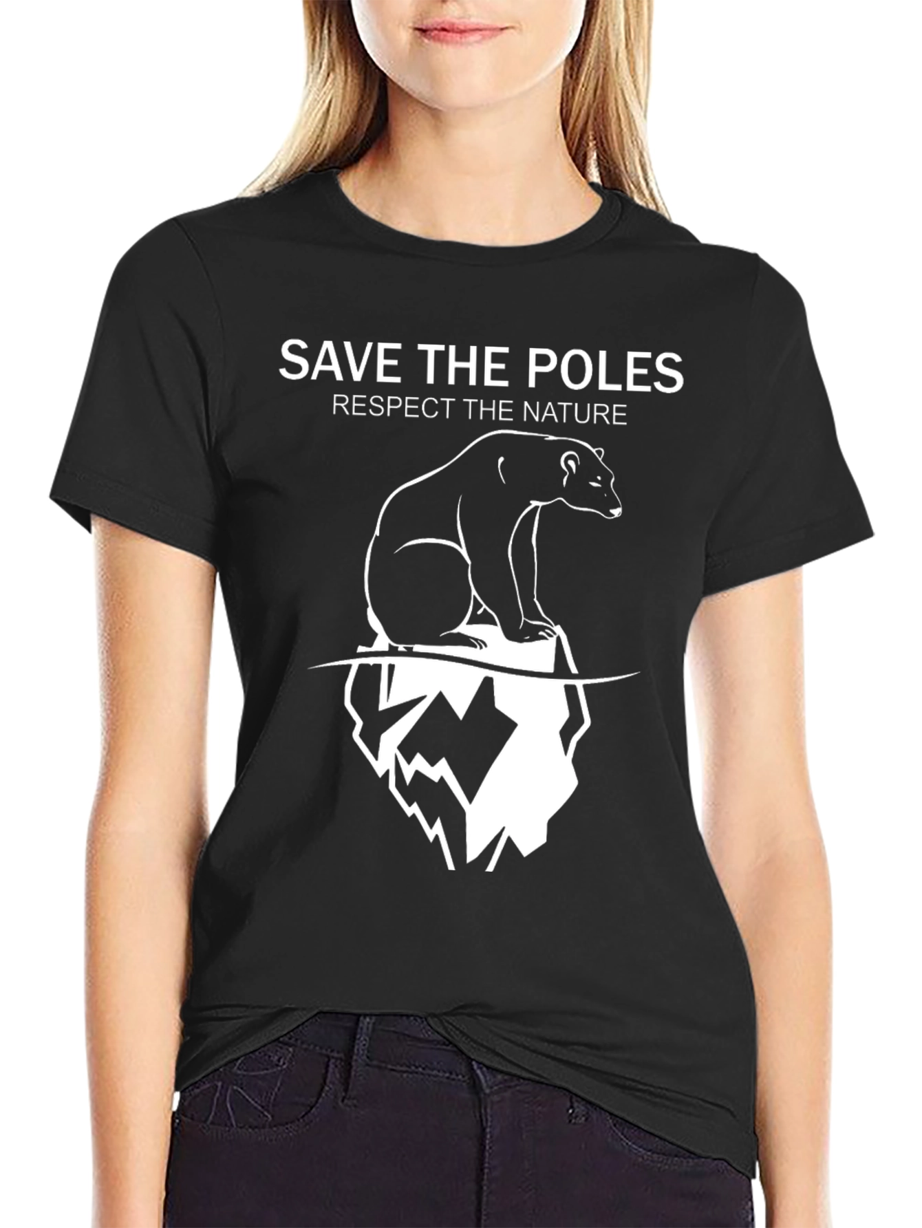 Black Save The Poles T-Shirt - Black Nature Tee view 2
