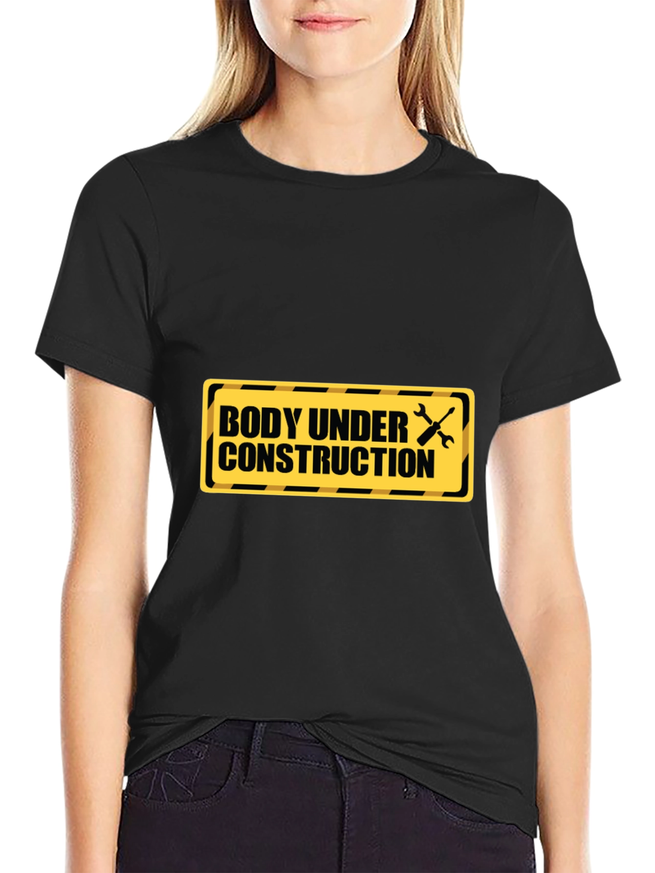 Black Body Under Construction T-Shirt - Gym & Fitness Apparel view 2