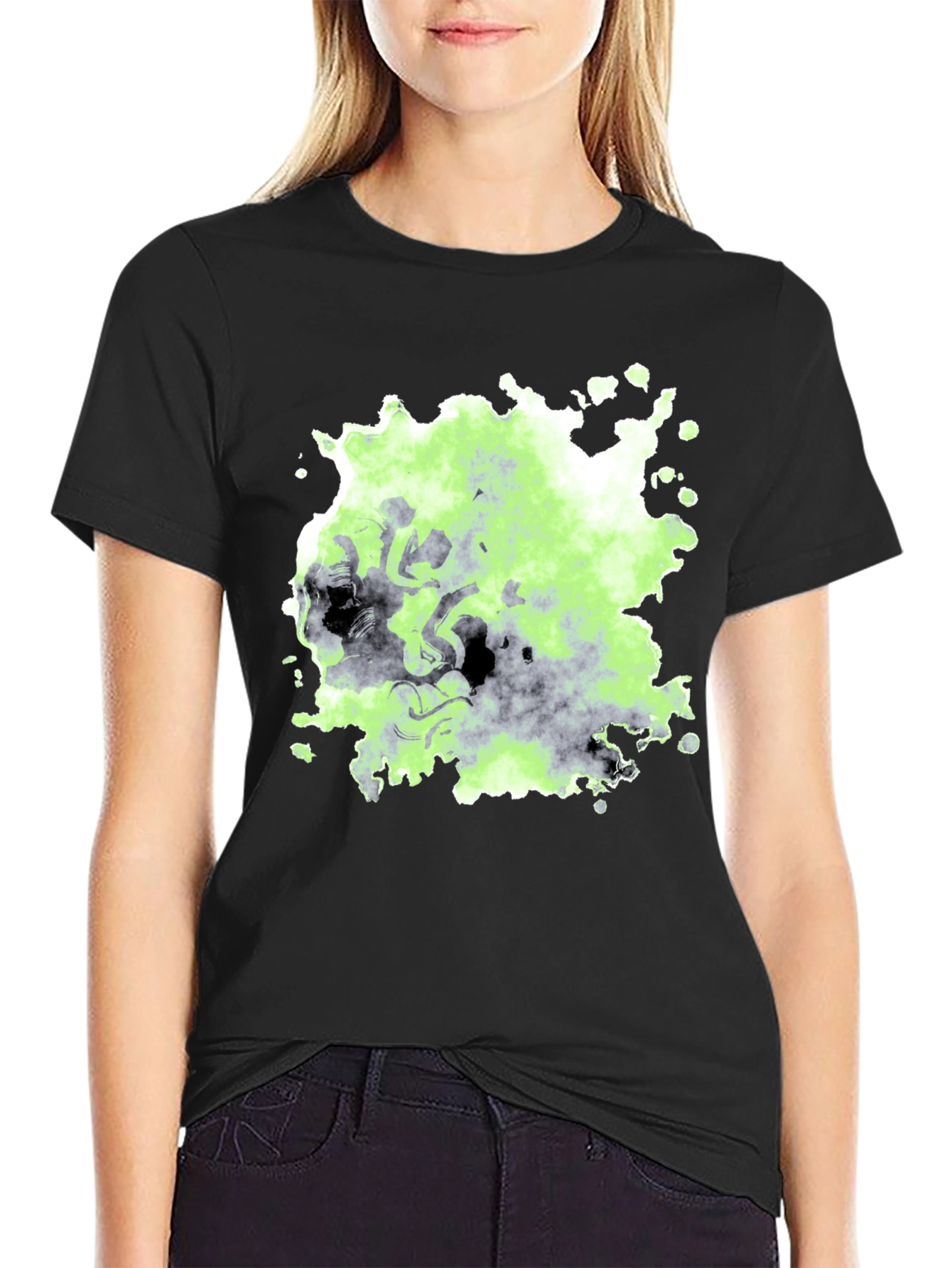 Black Graphic Print Black T-Shirt view 2